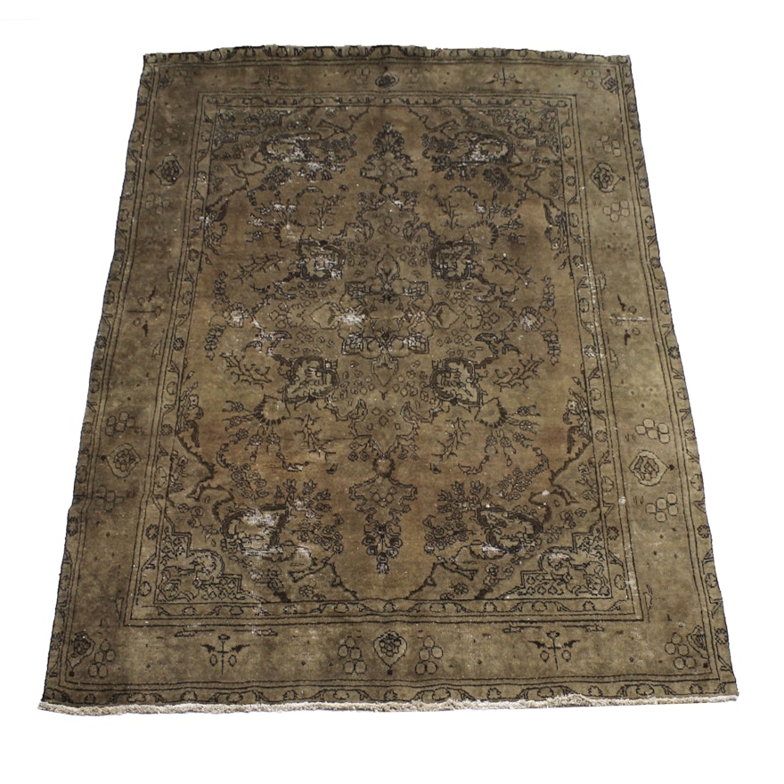 7' x 10' Vintage Hand-Knotted Persian Tabriz Wool Area Rug
