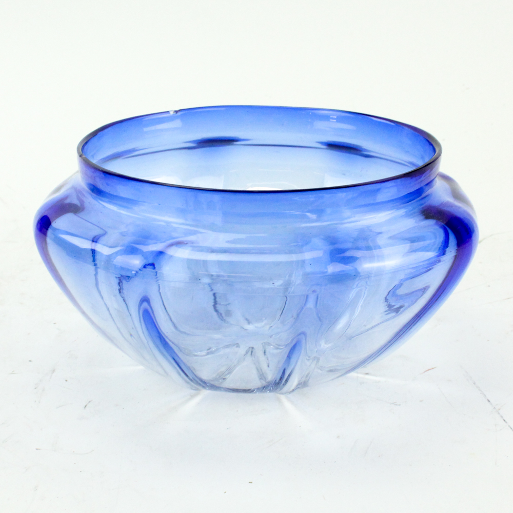 Artist Signed Hand Blown Glass Bowl