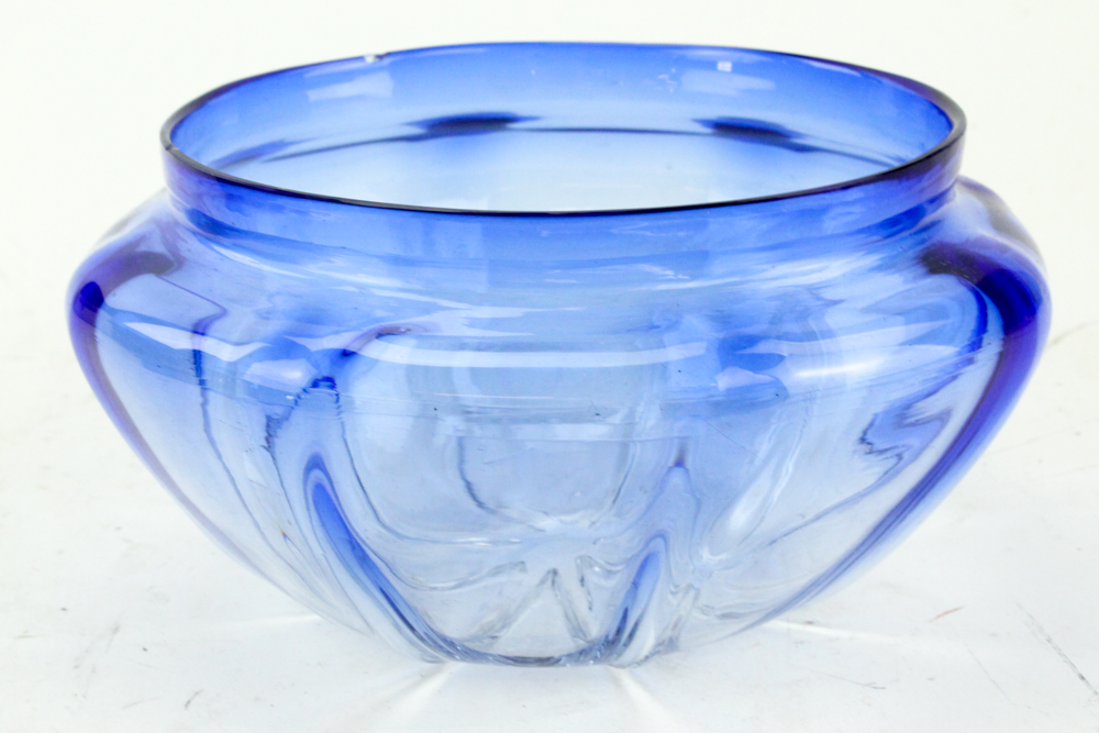 Artist Signed Hand Blown Glass Bowl