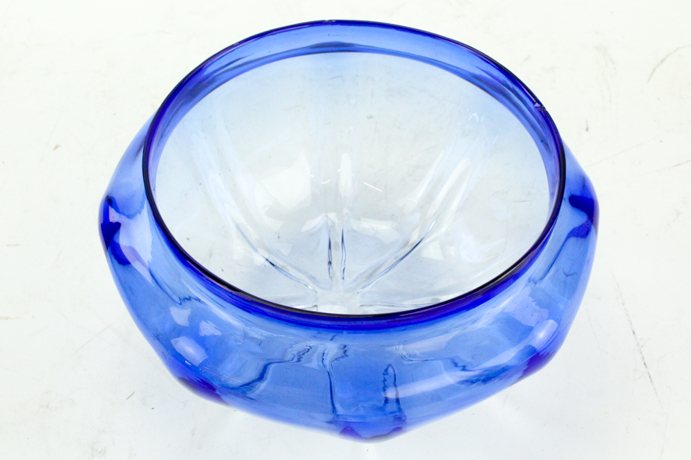 Artist Signed Hand Blown Glass Bowl