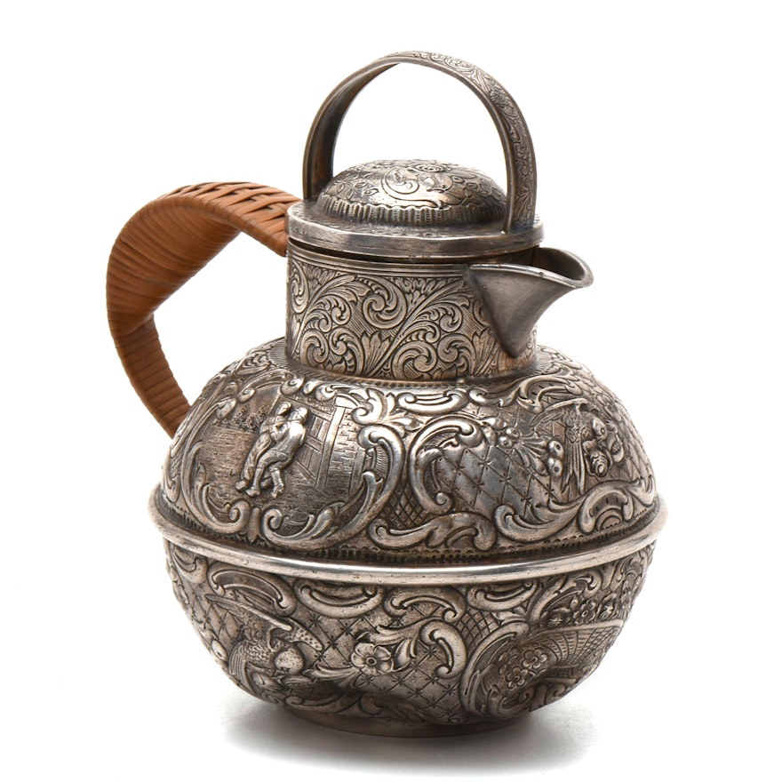 Silver Plated Embossed Covered Pitcher