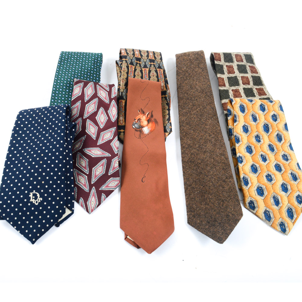 Men's Neckties Including Vintage, Christian Dior and Oscar de la Renta Couture