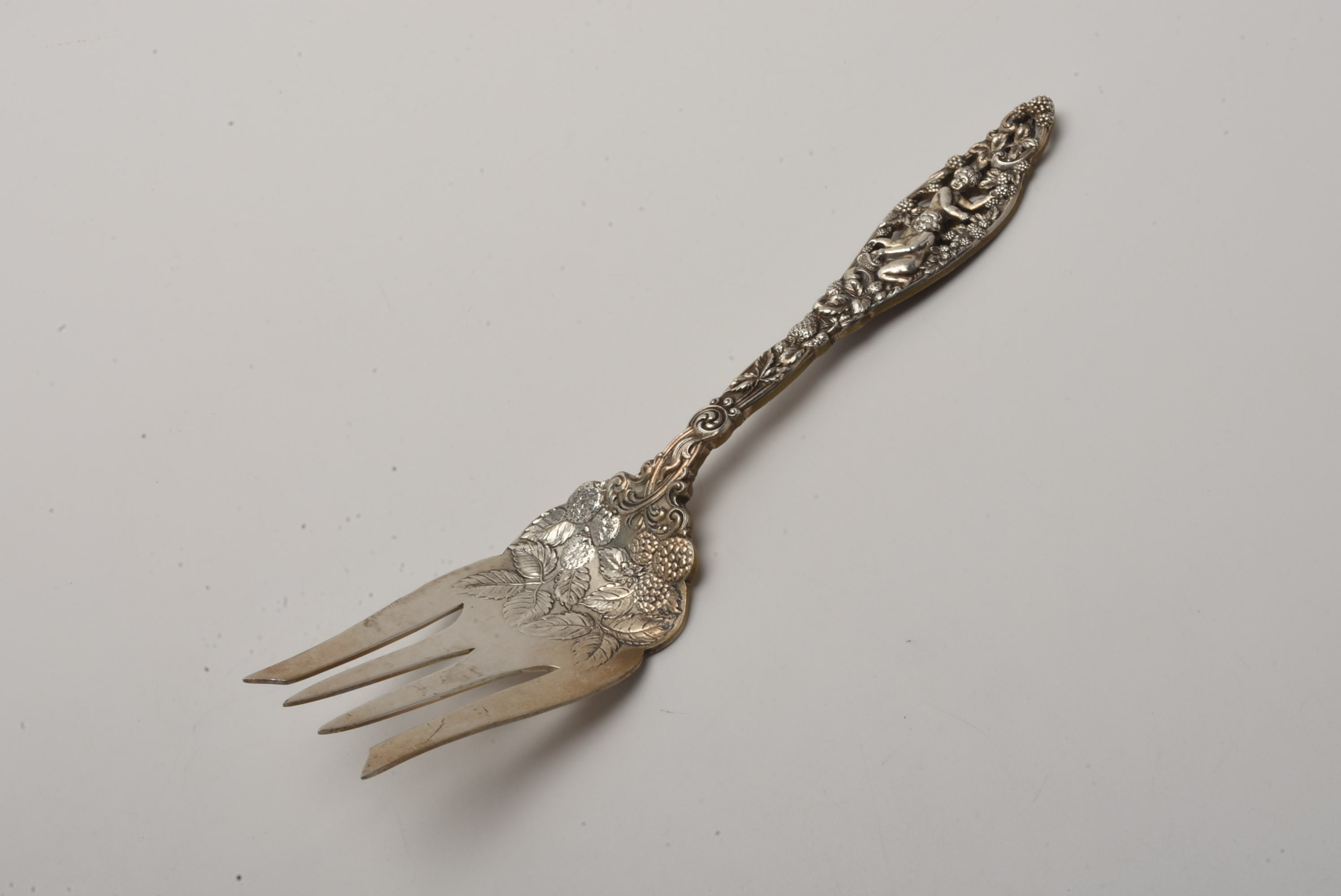 Antique Dominick and Haff Sterling Silver "Labors of Cupid" Cold Meat Fork