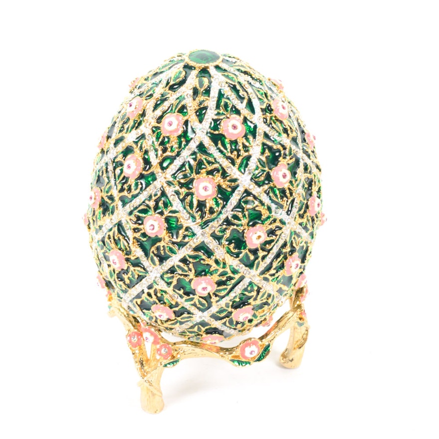 Faberge Enameled Egg Trinket Box