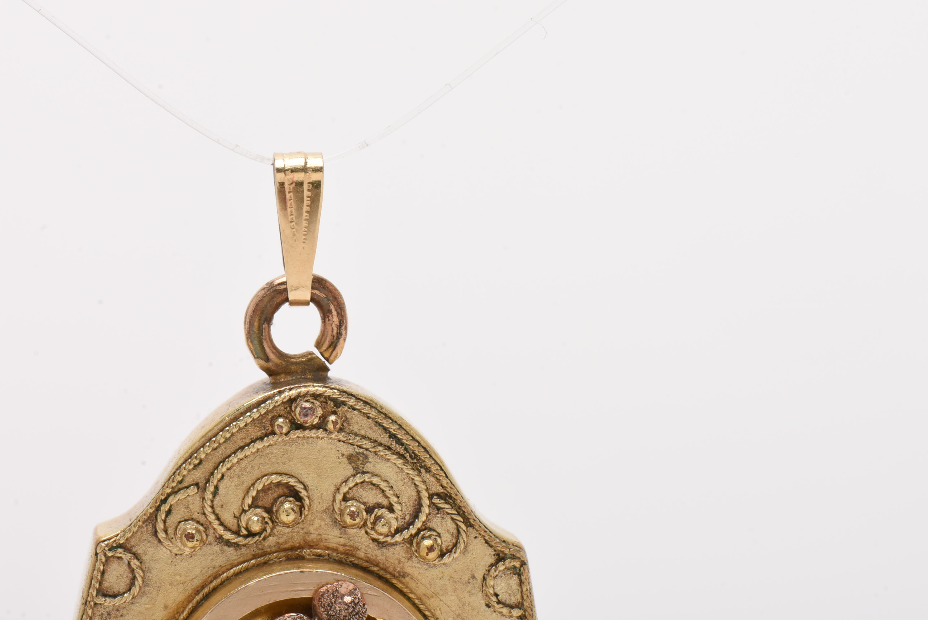 Antique Aesthetic Period Gold-Tone Seed Pearl Locket Pendant