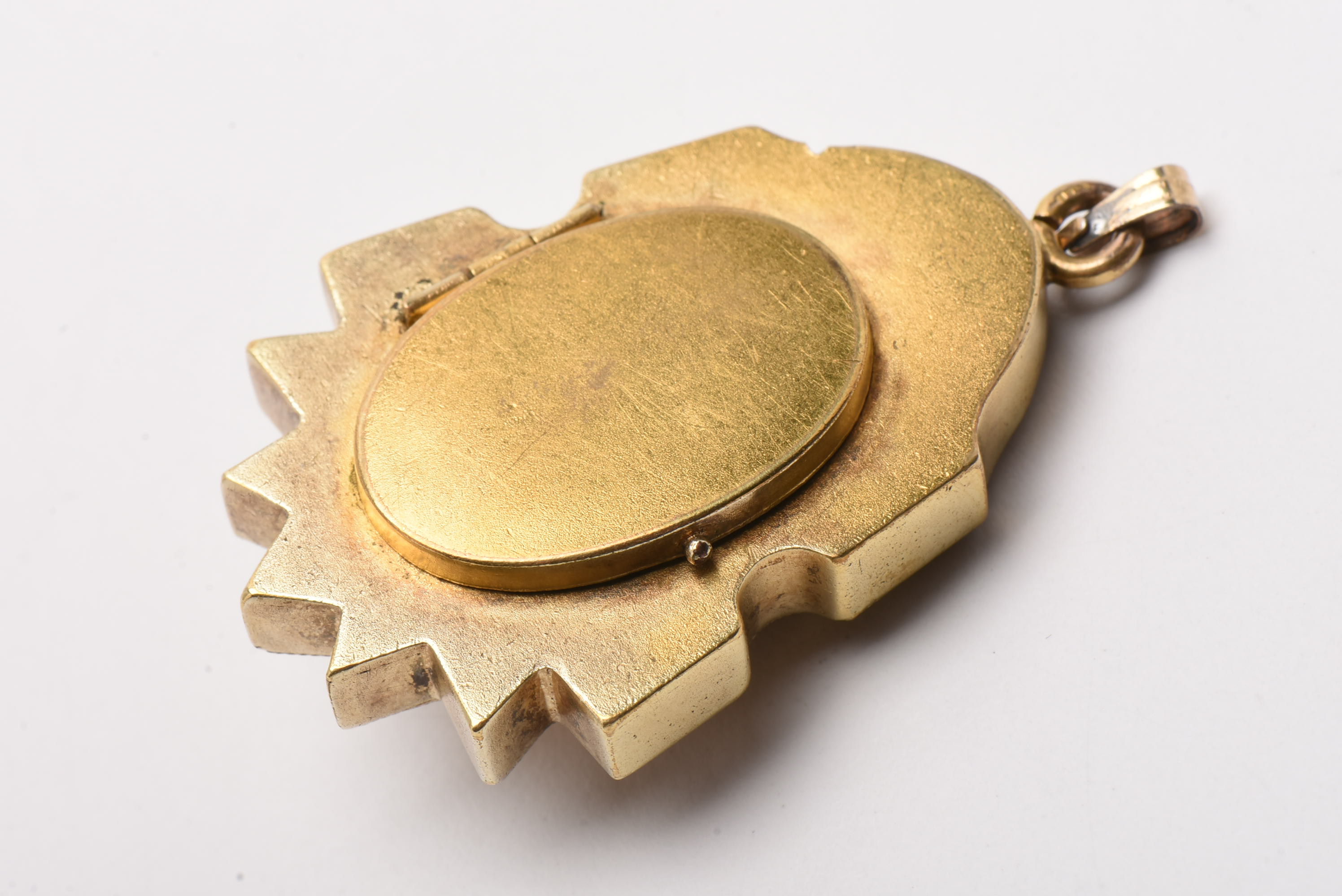 Antique Aesthetic Period Gold-Tone Seed Pearl Locket Pendant