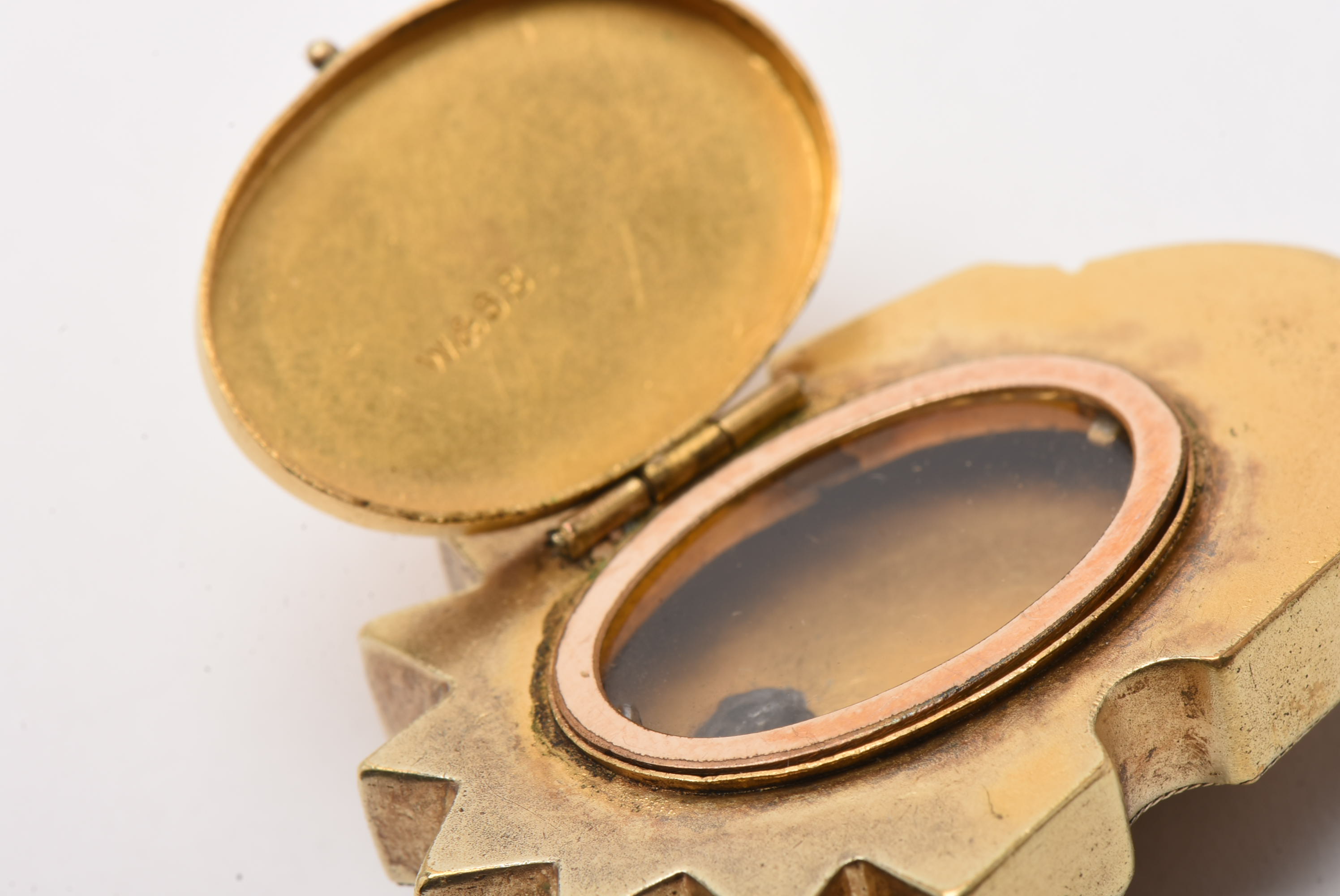 Antique Aesthetic Period Gold-Tone Seed Pearl Locket Pendant