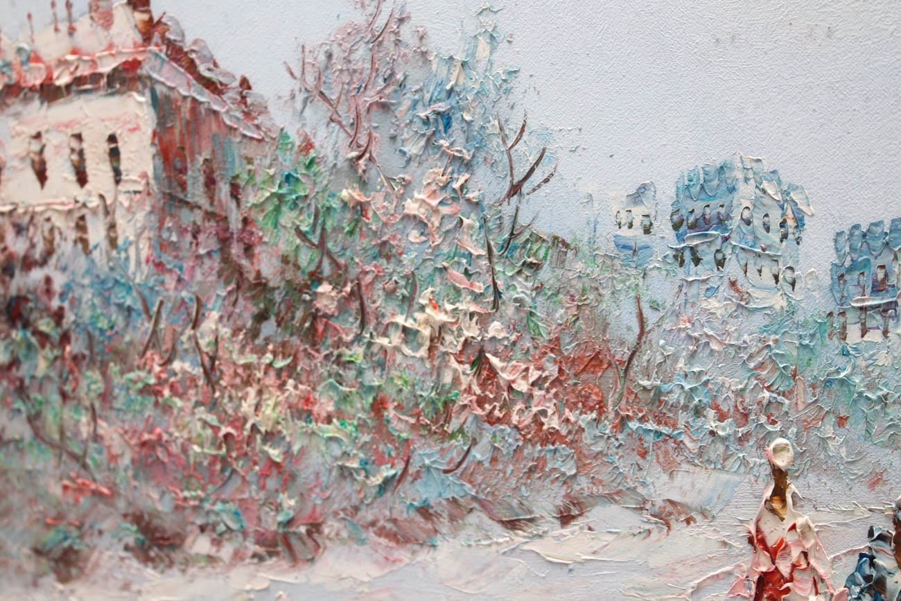 Caroline C. Burnett Oil Painting of Parisian Street Scene