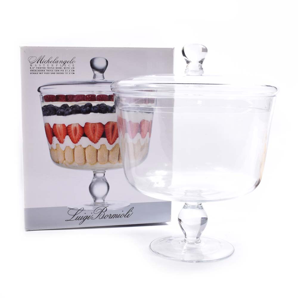 Glass trifle clearance bowl with lid