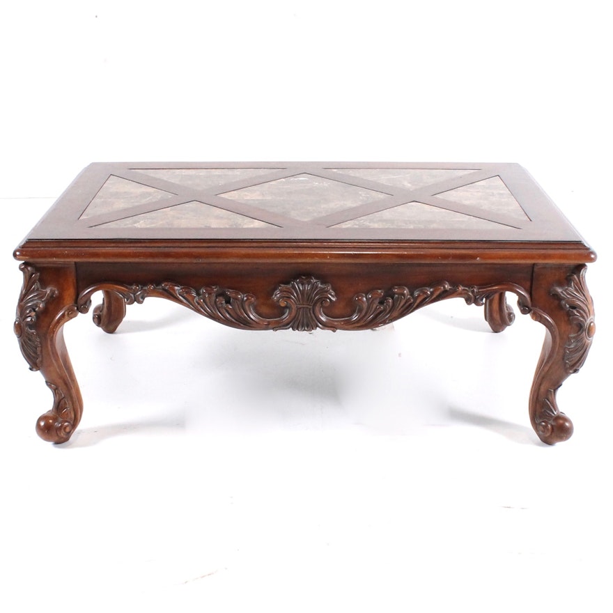 French Provincial Style Marble Top Coffee Table