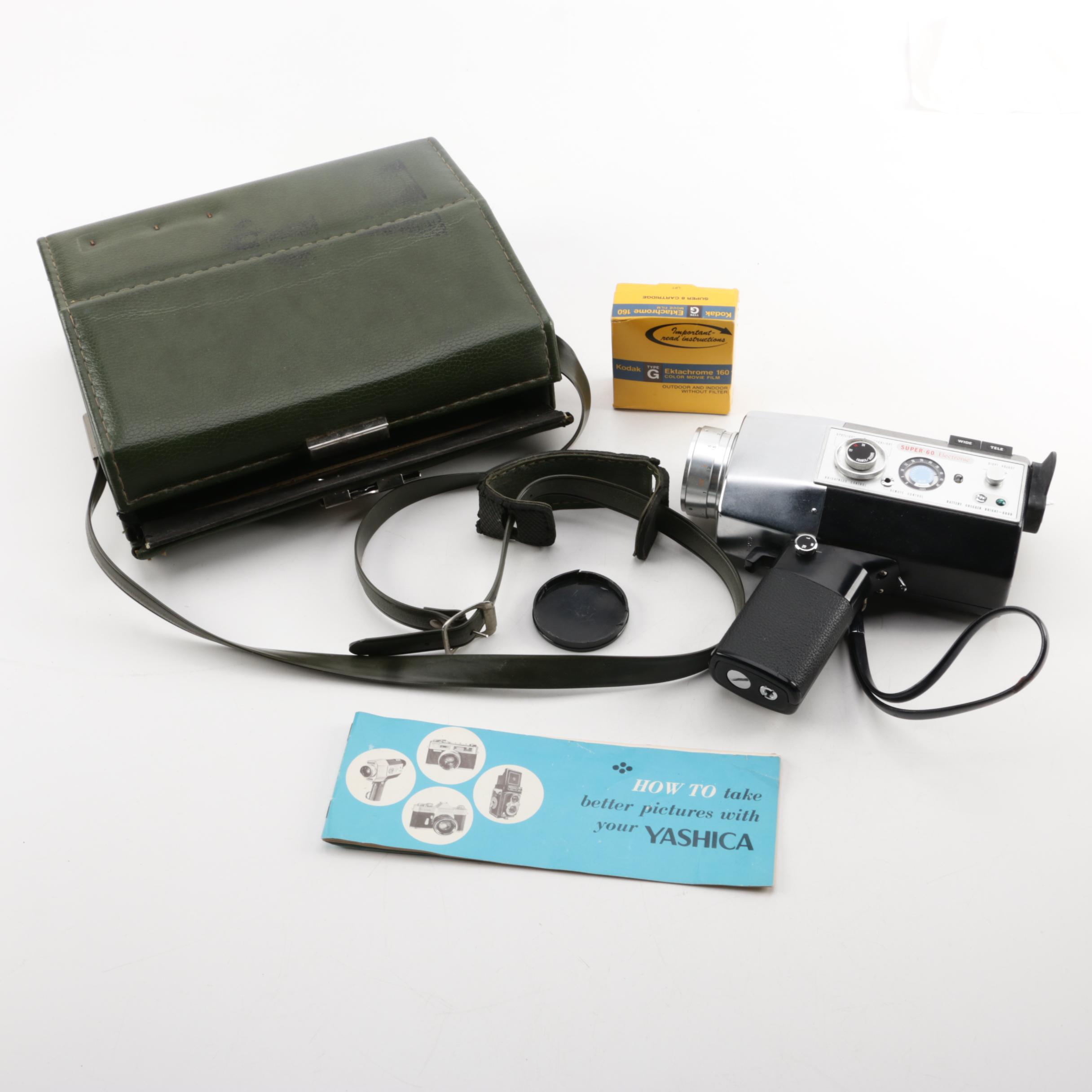 Yashica Super-60 Electronic Film Camera with Film and Carrying Bag