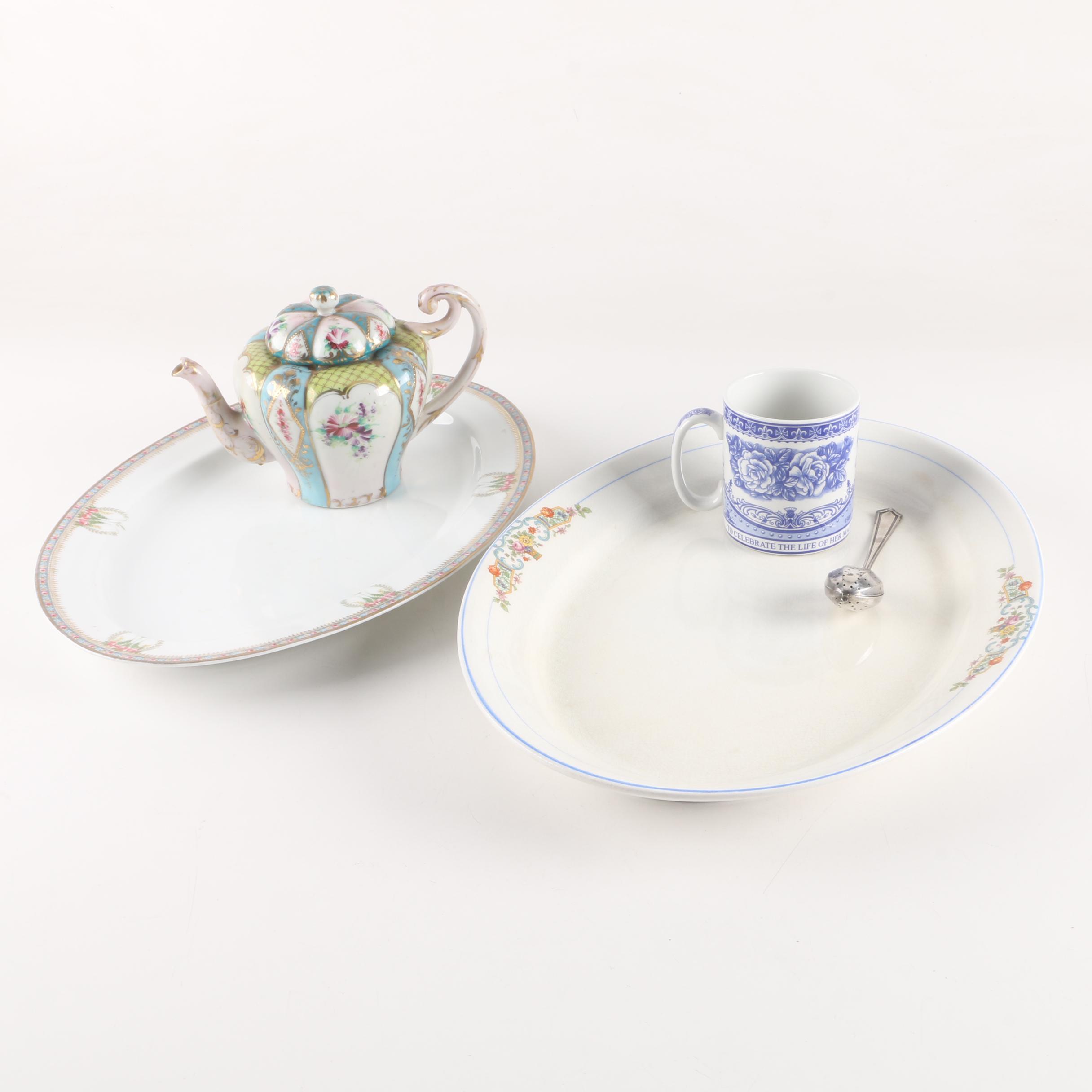 Tea Items and Platters Including "Favorite Bavaria" Porcelain