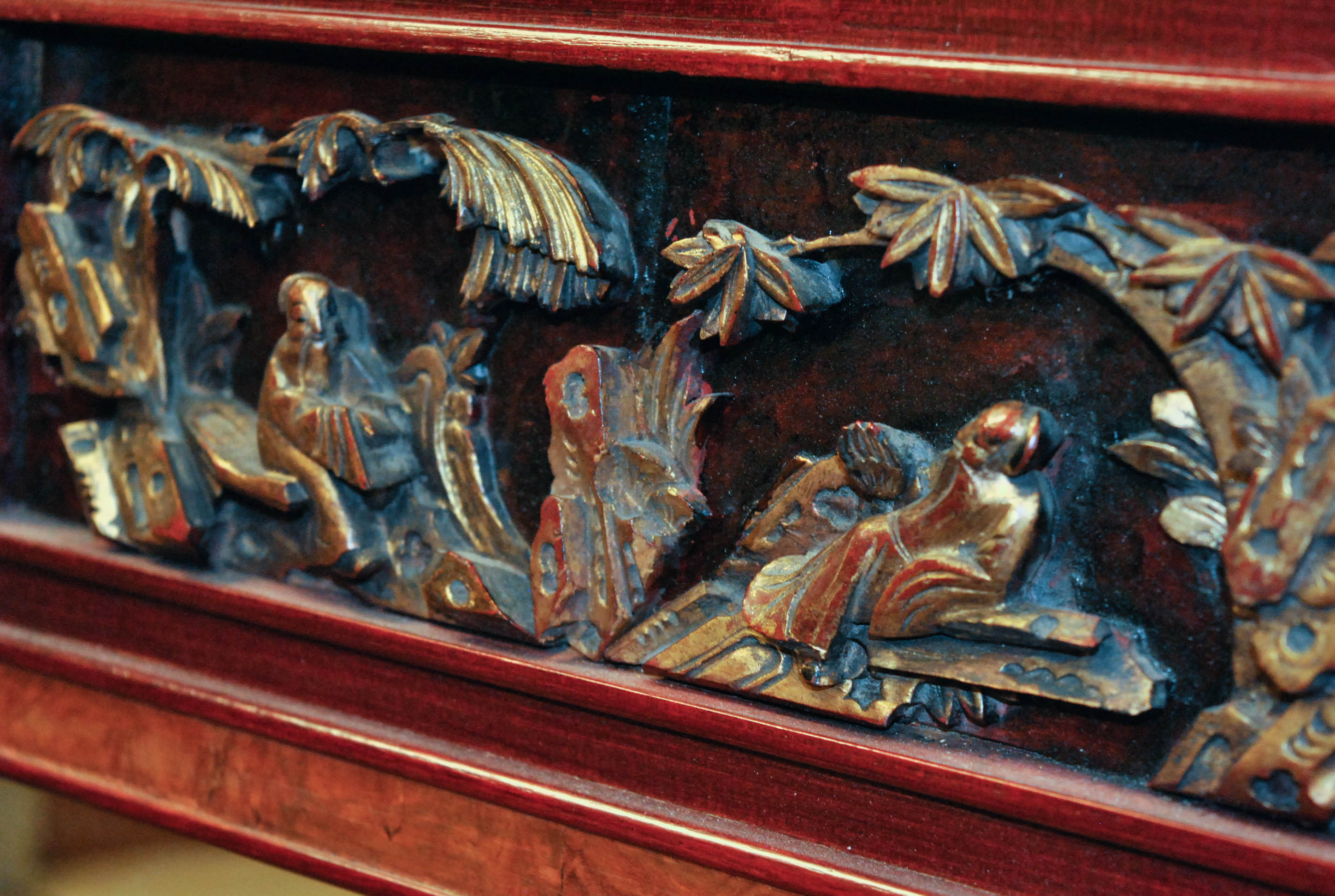 Chinese Wooden Wall Mirror