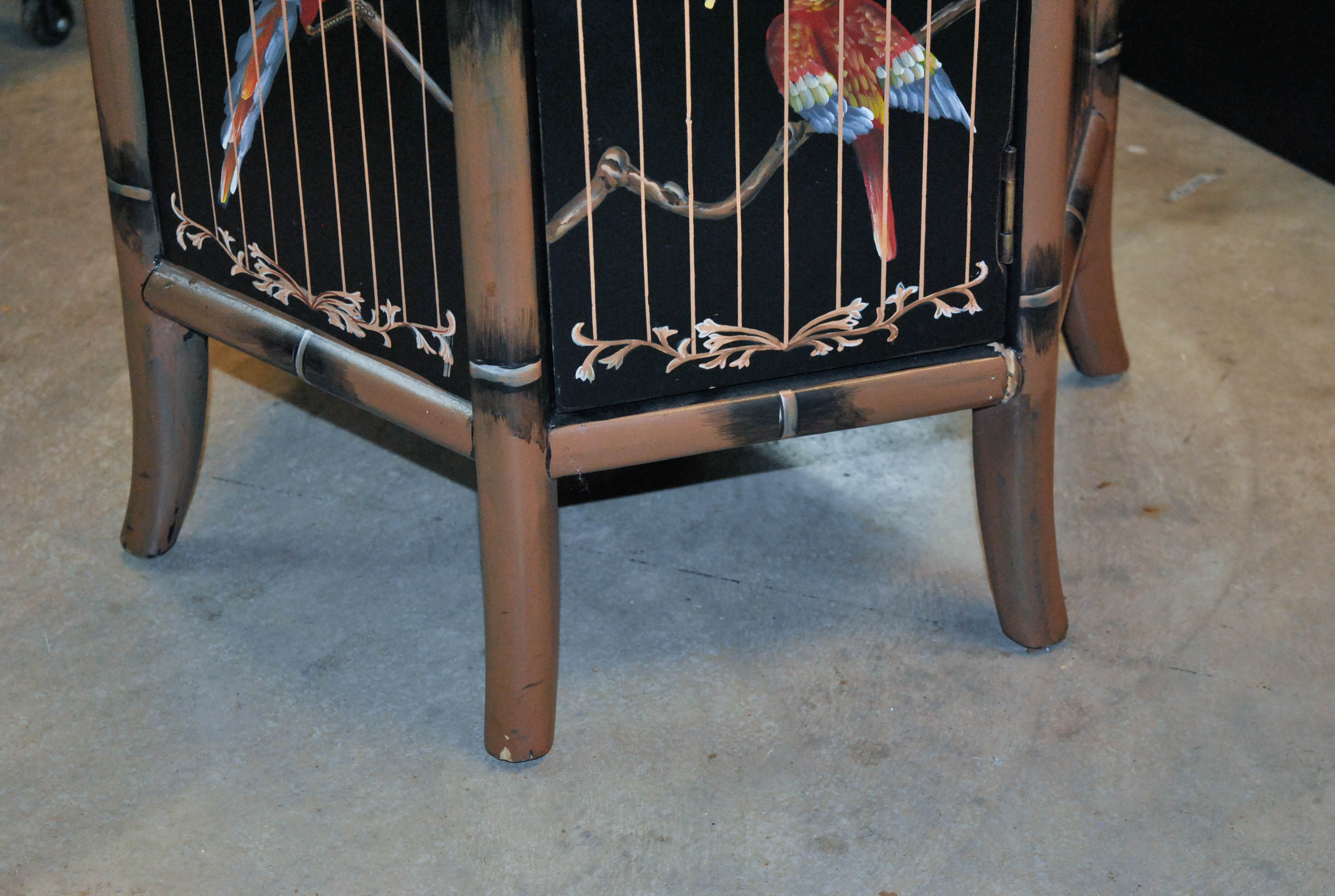 Contemporary Chinoiserie Hexagonal Black Lacquered Cabinet