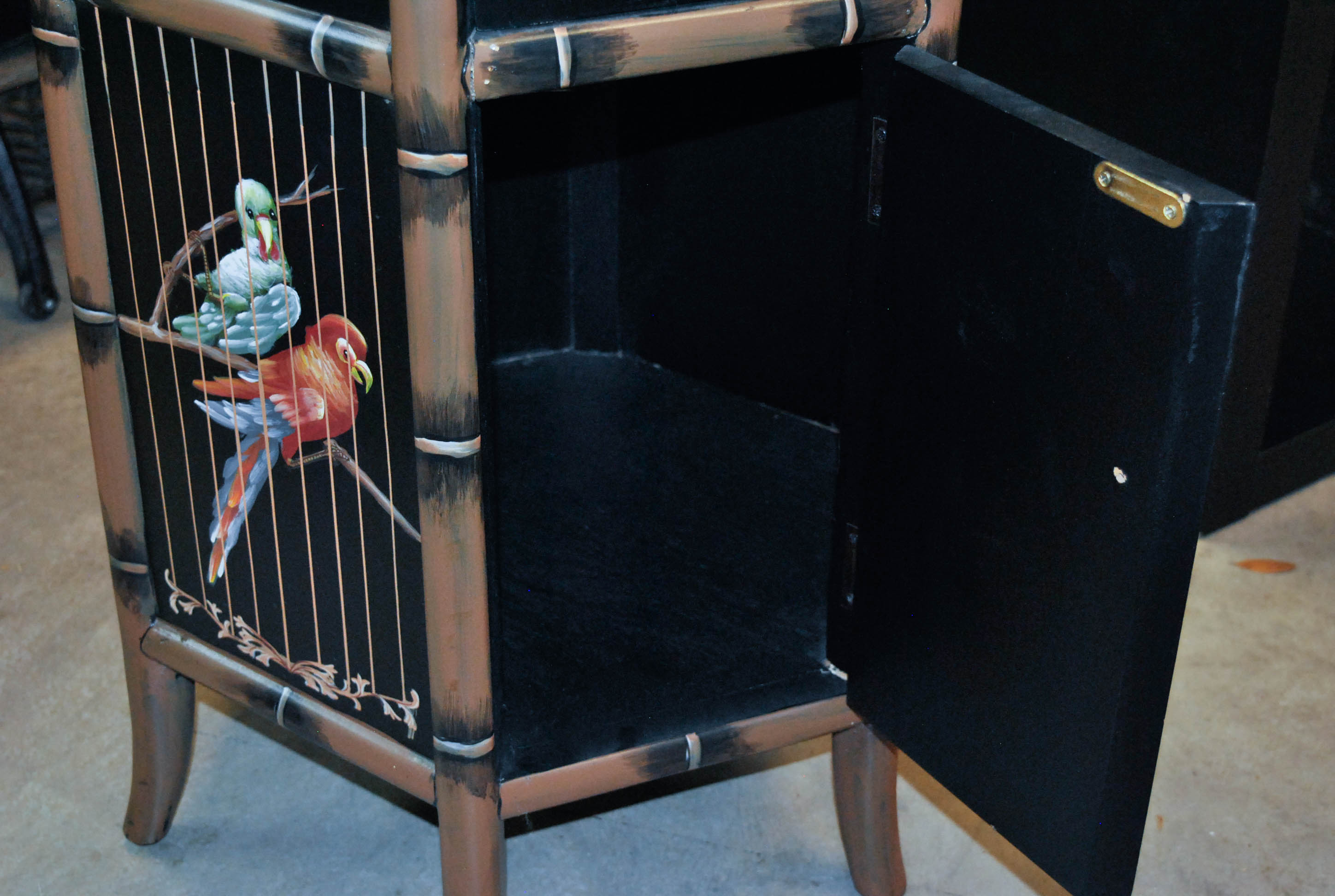 Contemporary Chinoiserie Hexagonal Black Lacquered Cabinet