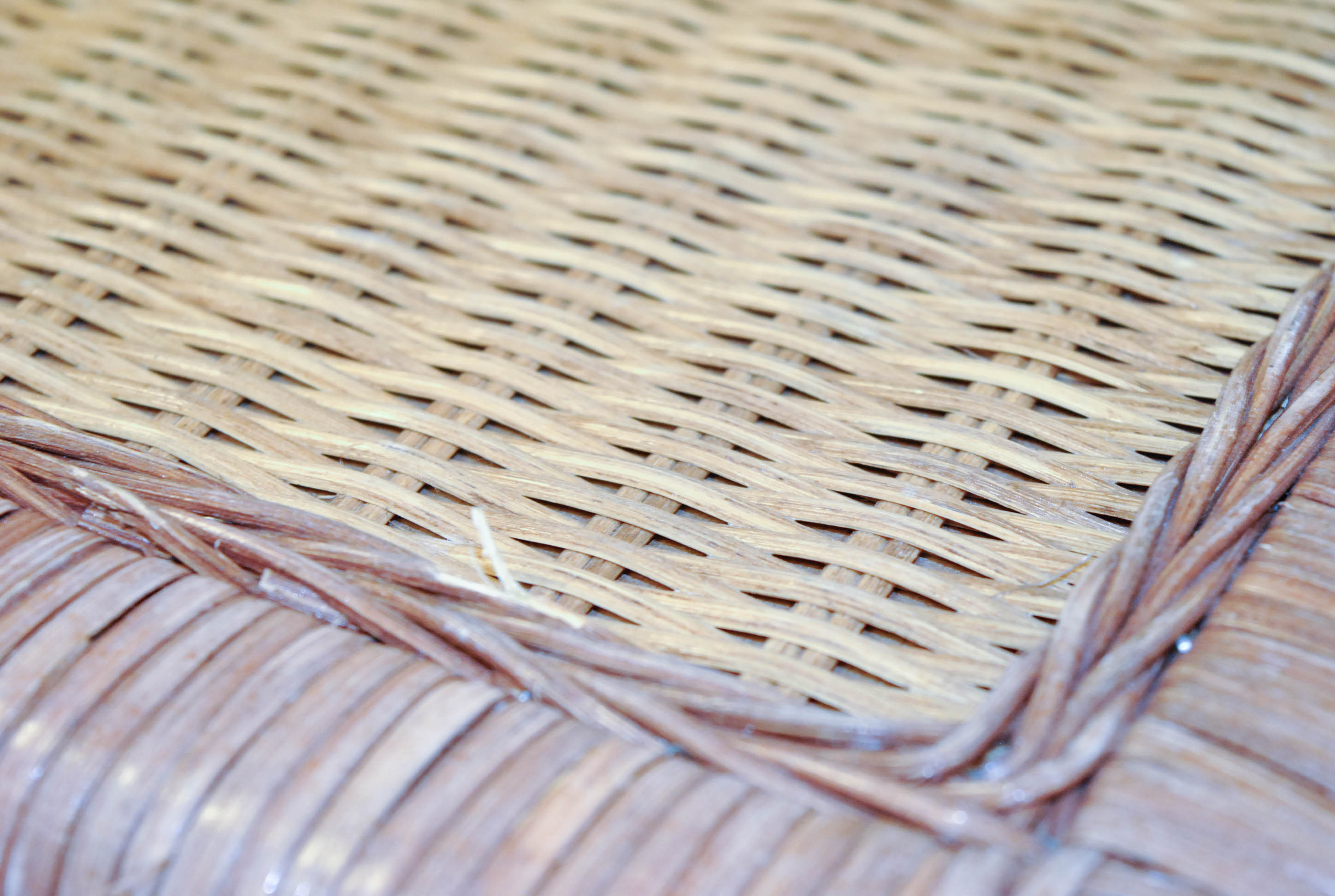 Tan and Brown Woven Wicker Laundry Hamper with Hinged Lid