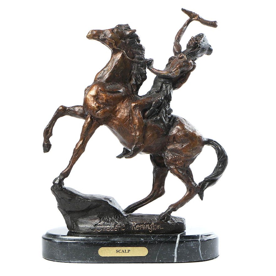 Metal Sculpture After Frederic Remington "Scalp"