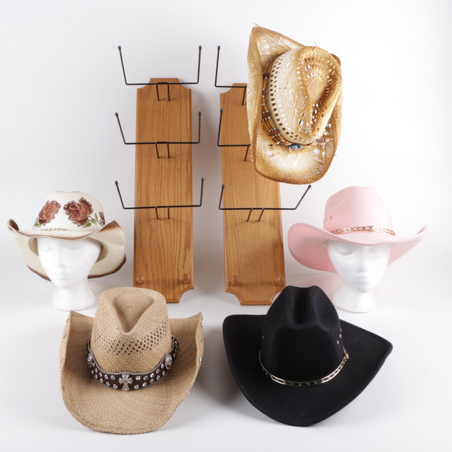 Women's Cowgirl Hats and Hat Racks Including Western Express and Bullhide