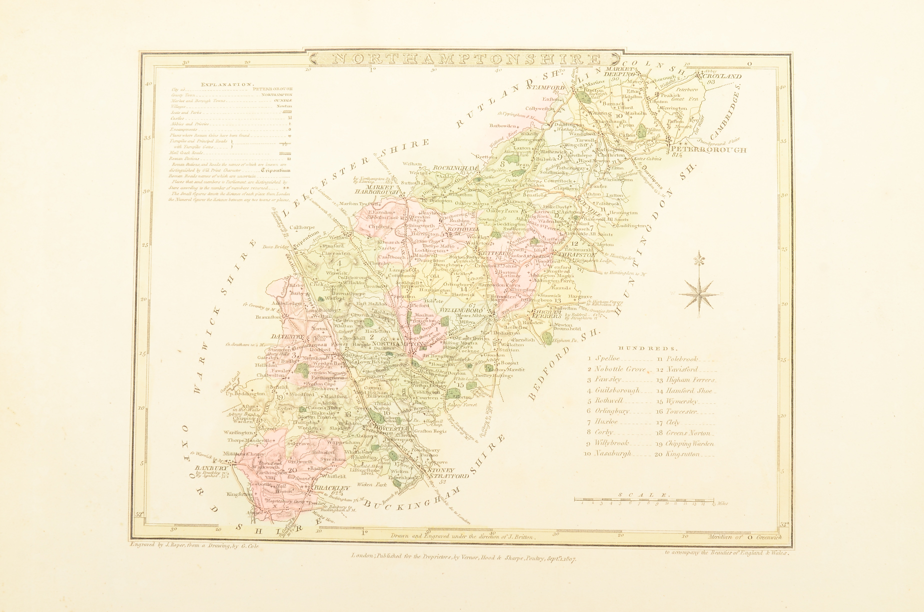 Group of Unframed Antique Maps of Northamptonshire