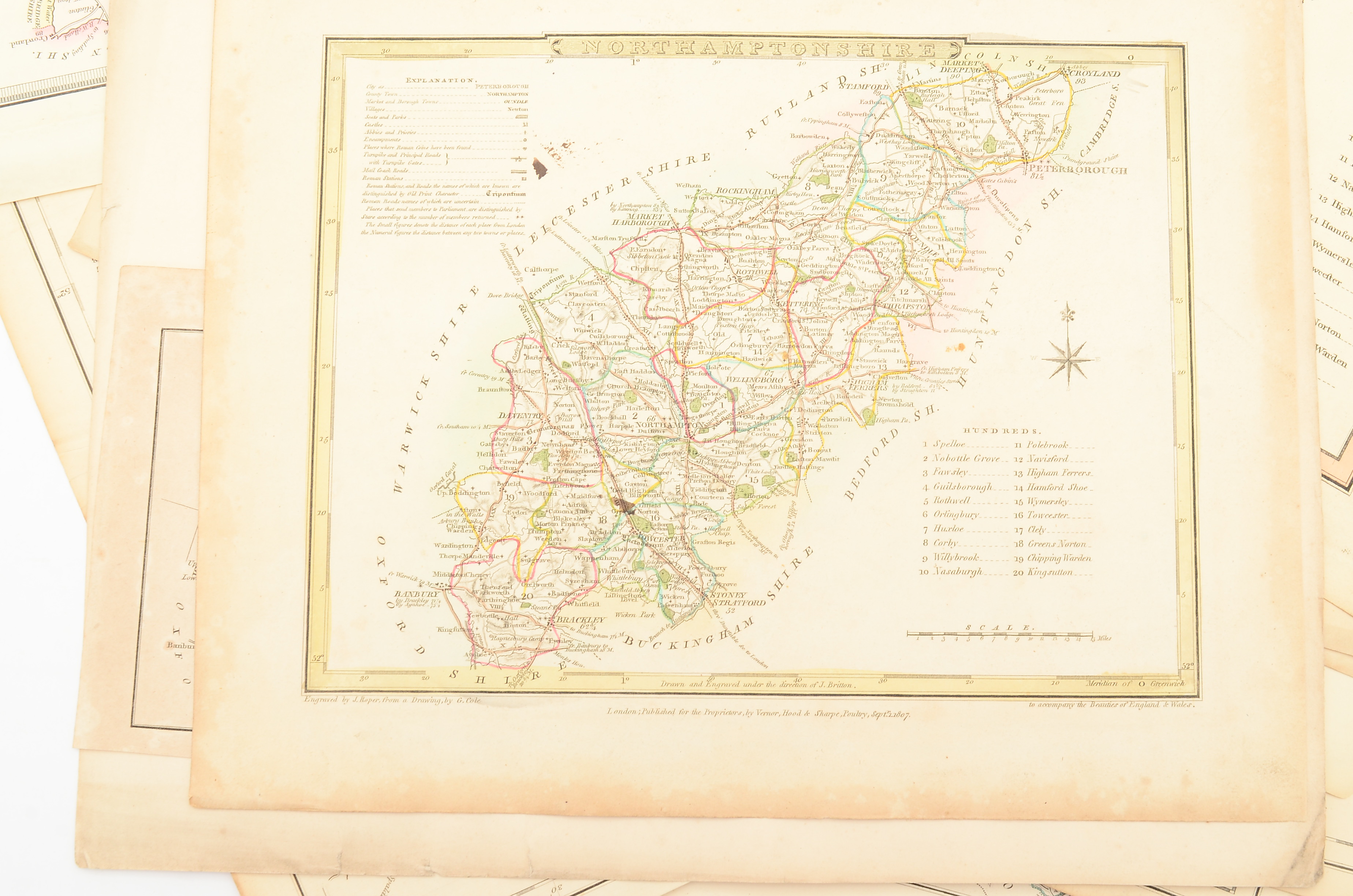 Group of Unframed Antique Maps of Northamptonshire