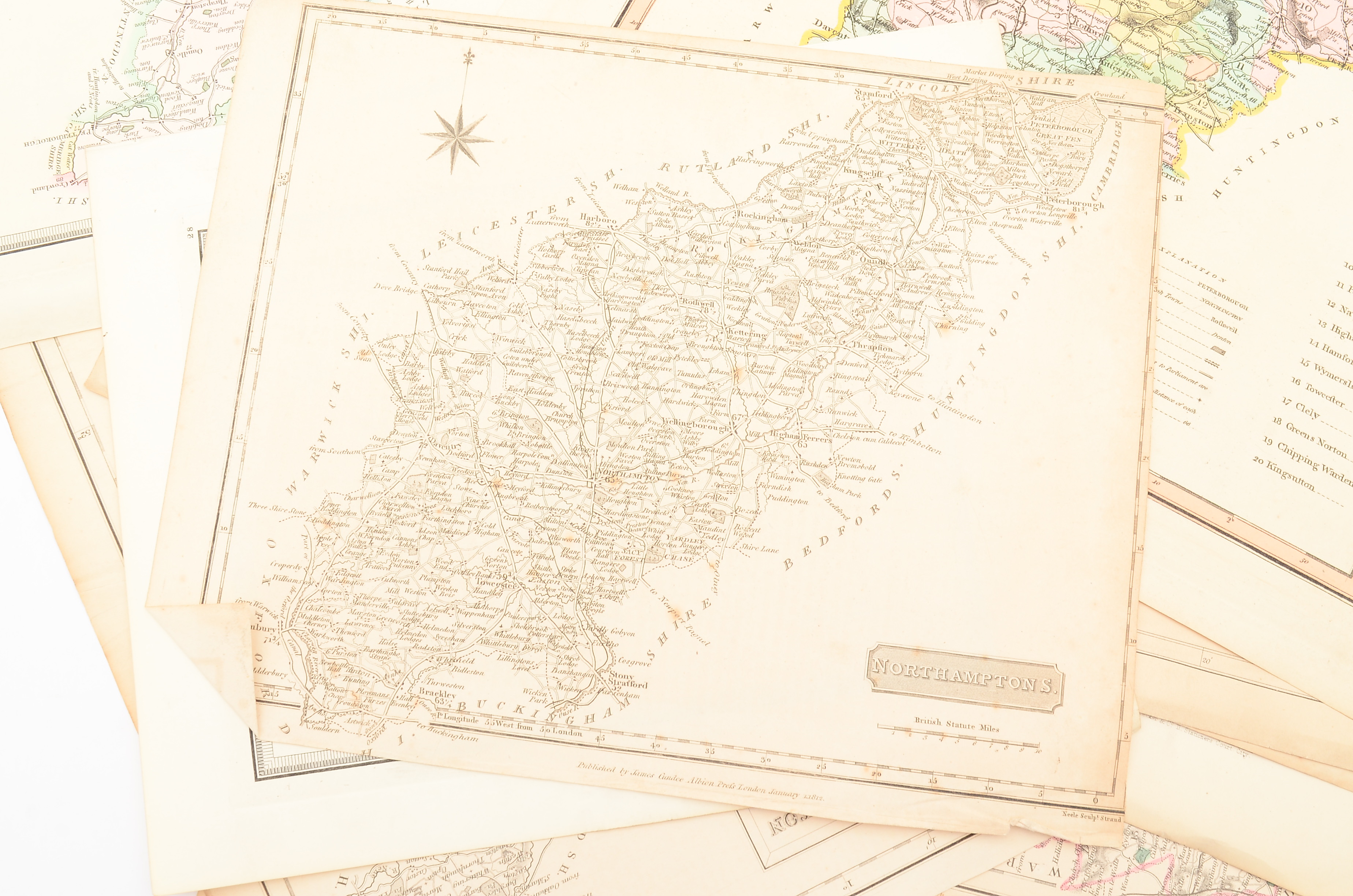 Group of Unframed Antique Maps of Northamptonshire