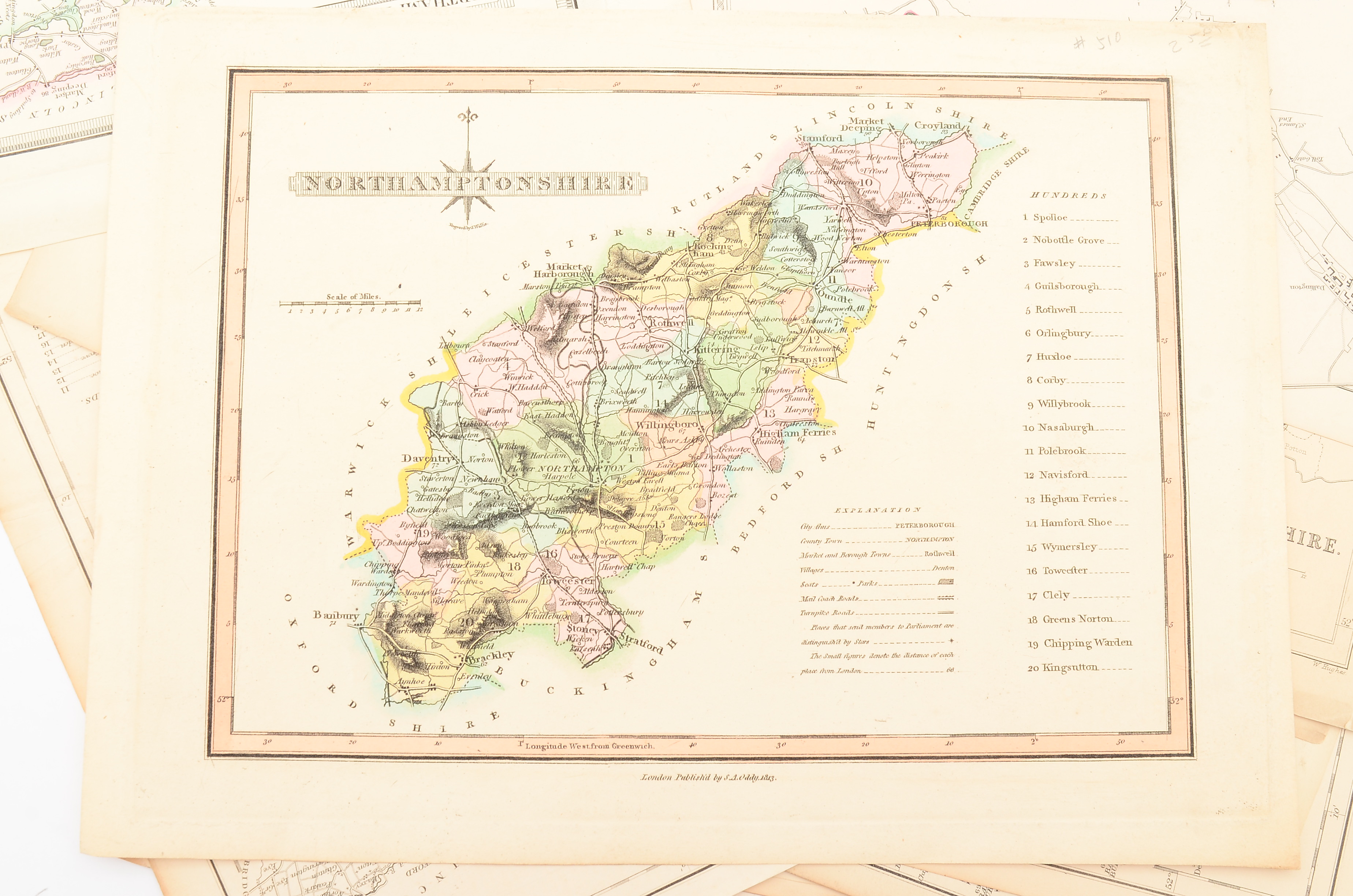 Group of Unframed Antique Maps of Northamptonshire