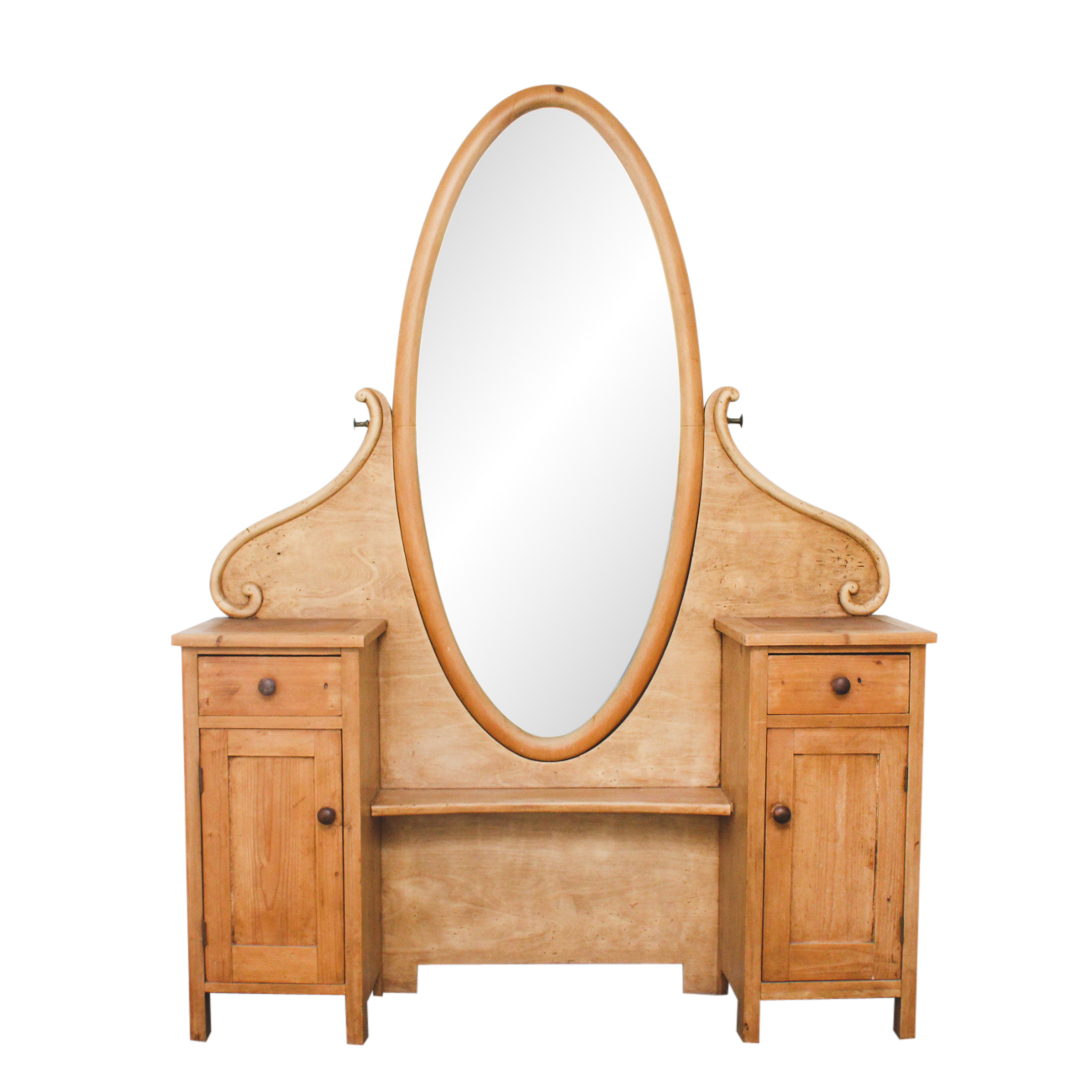 Farmhouse Style Vanity Mirror with Wood Shelf and Drawers