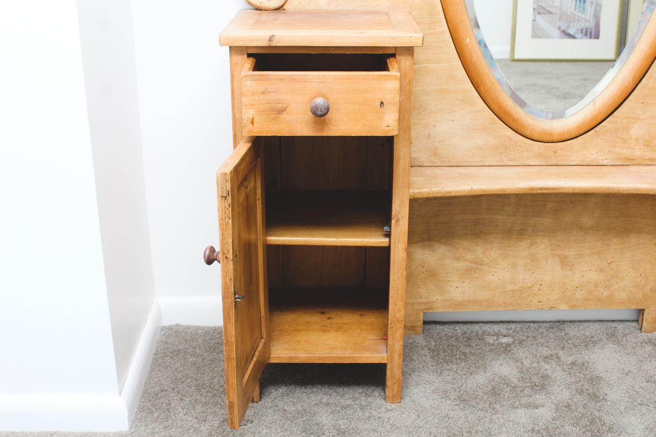 Farmhouse Style Vanity Mirror with Wood Shelf and Drawers