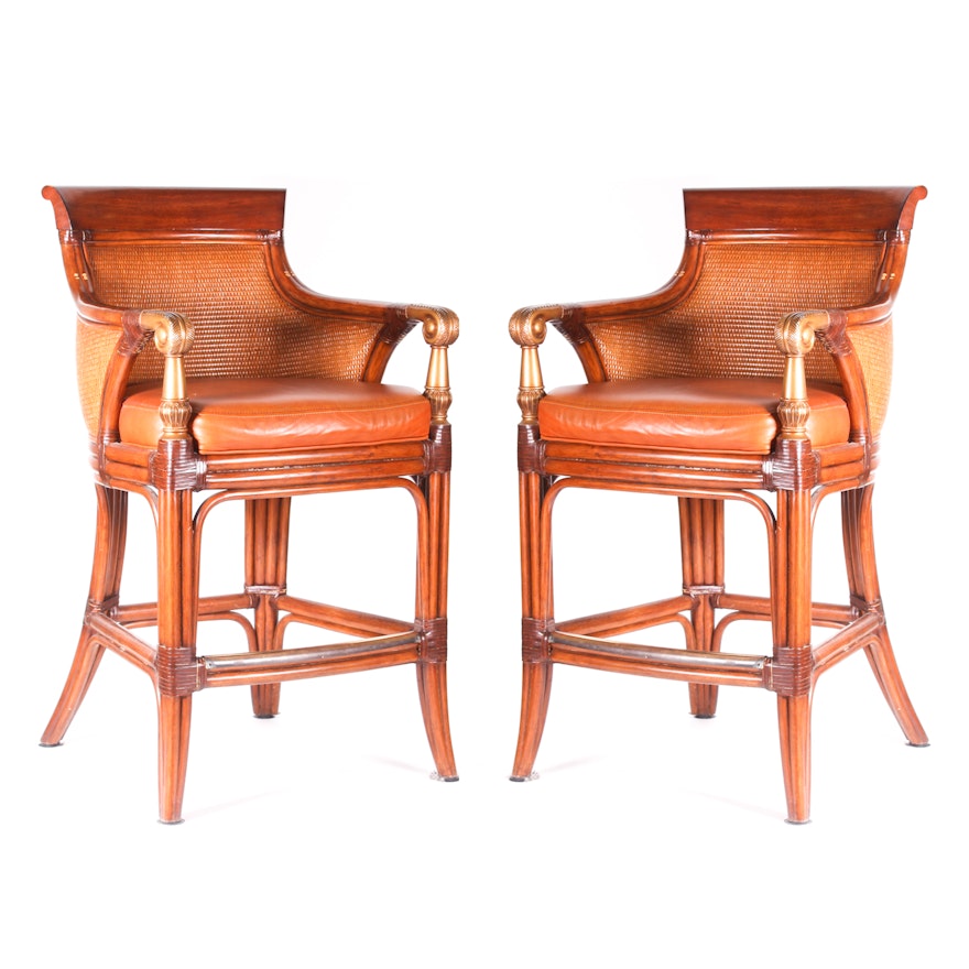 Pair of Ethan Allen Bar Stools Armchairs