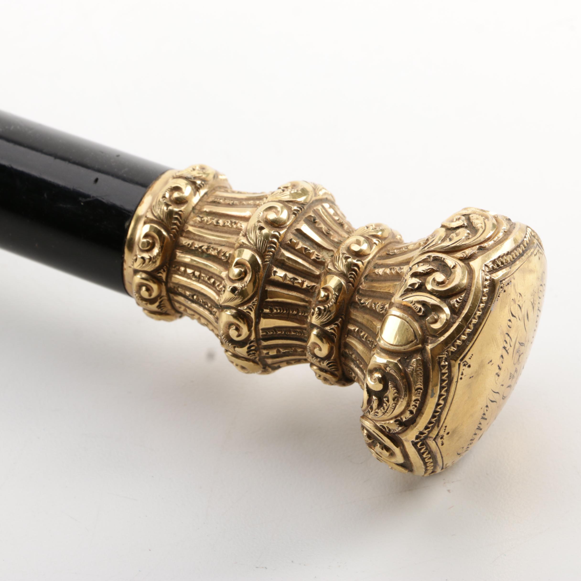 1840 Etched Brass-Tipped Cane
