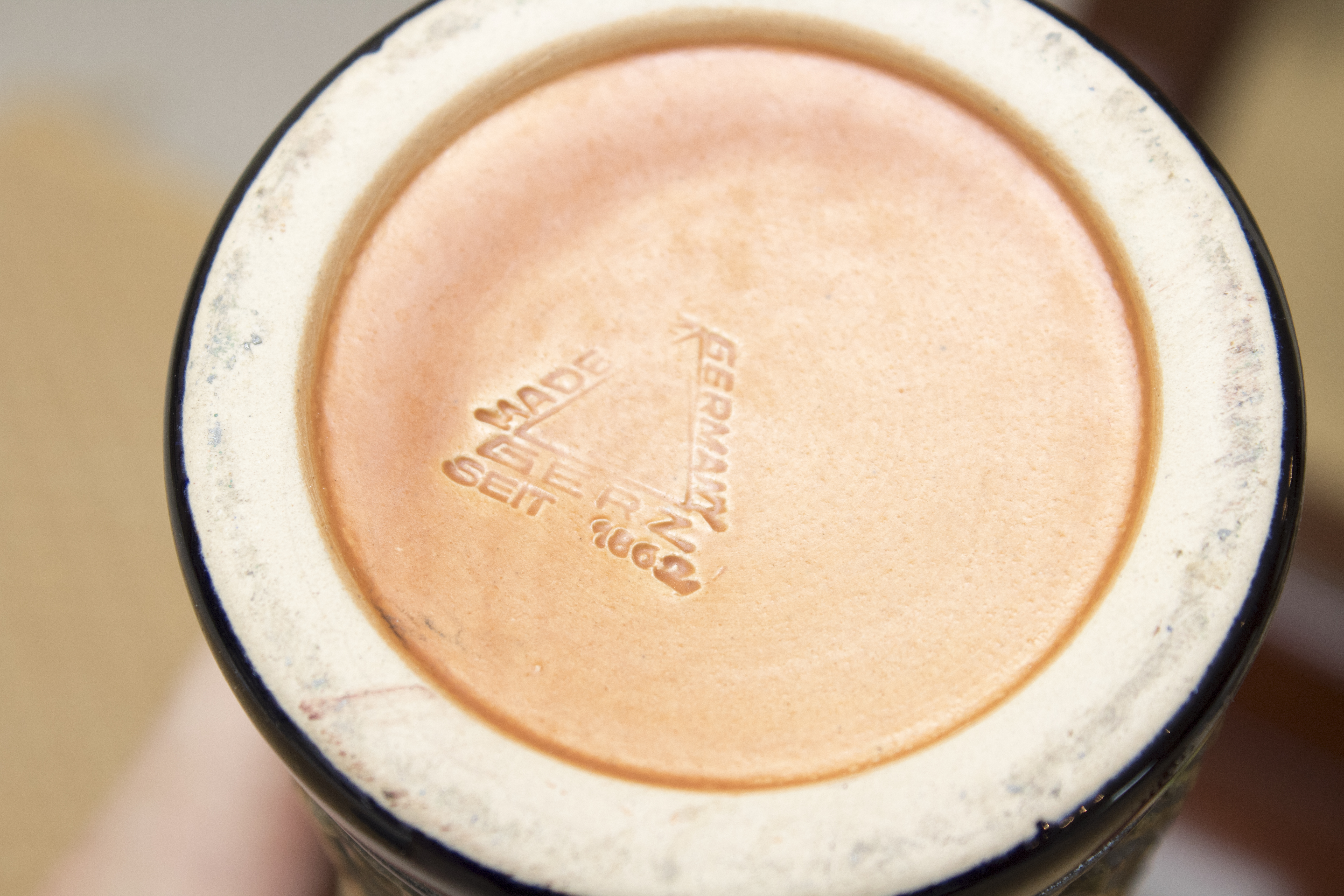 German Beer Steins Featuring Gerz and a Vintage Ledge Mirror