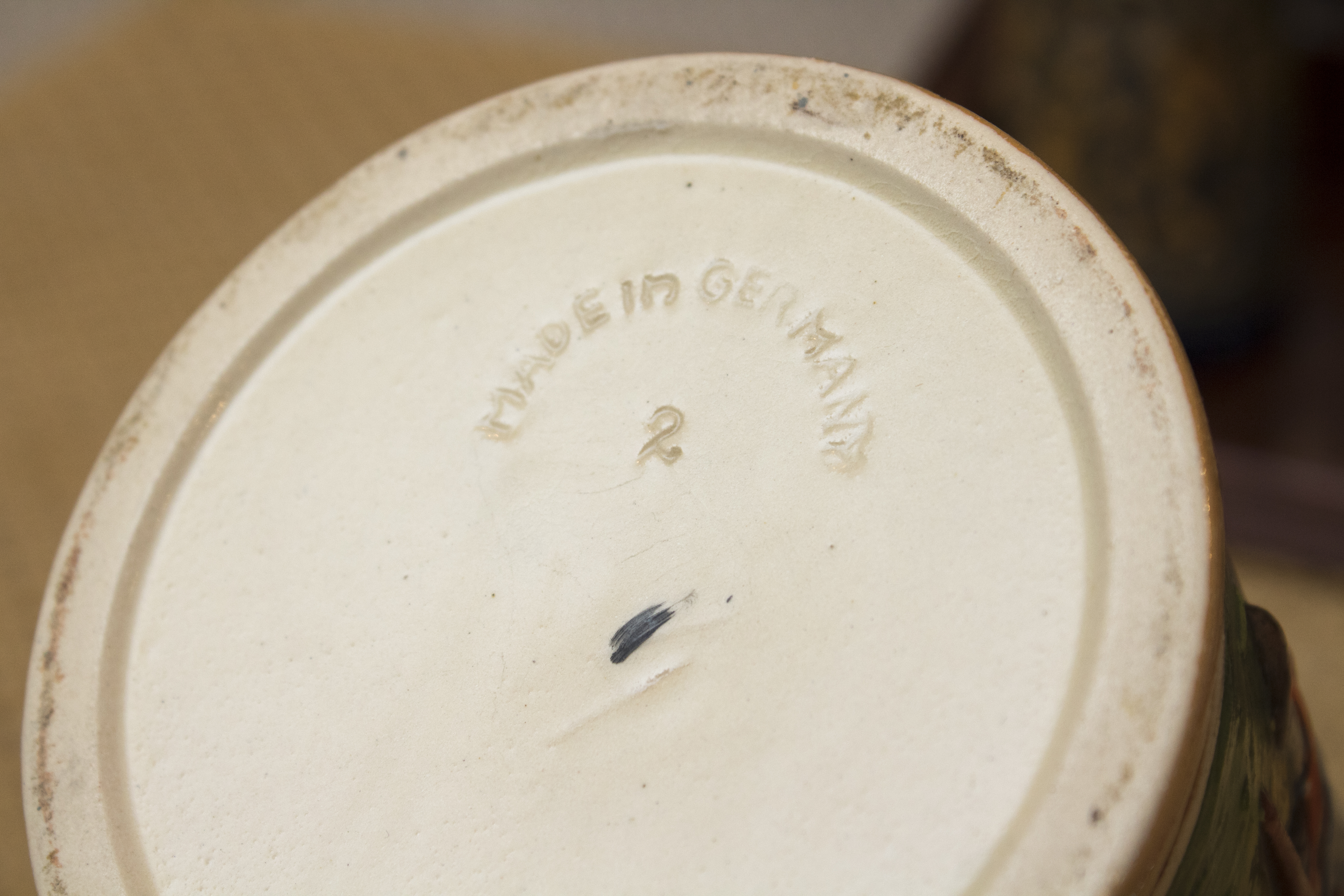 German Beer Steins Featuring Gerz and a Vintage Ledge Mirror