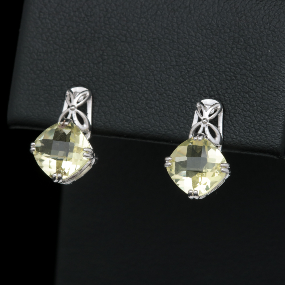 Sterling Silver and Lemon Quartz Earrings