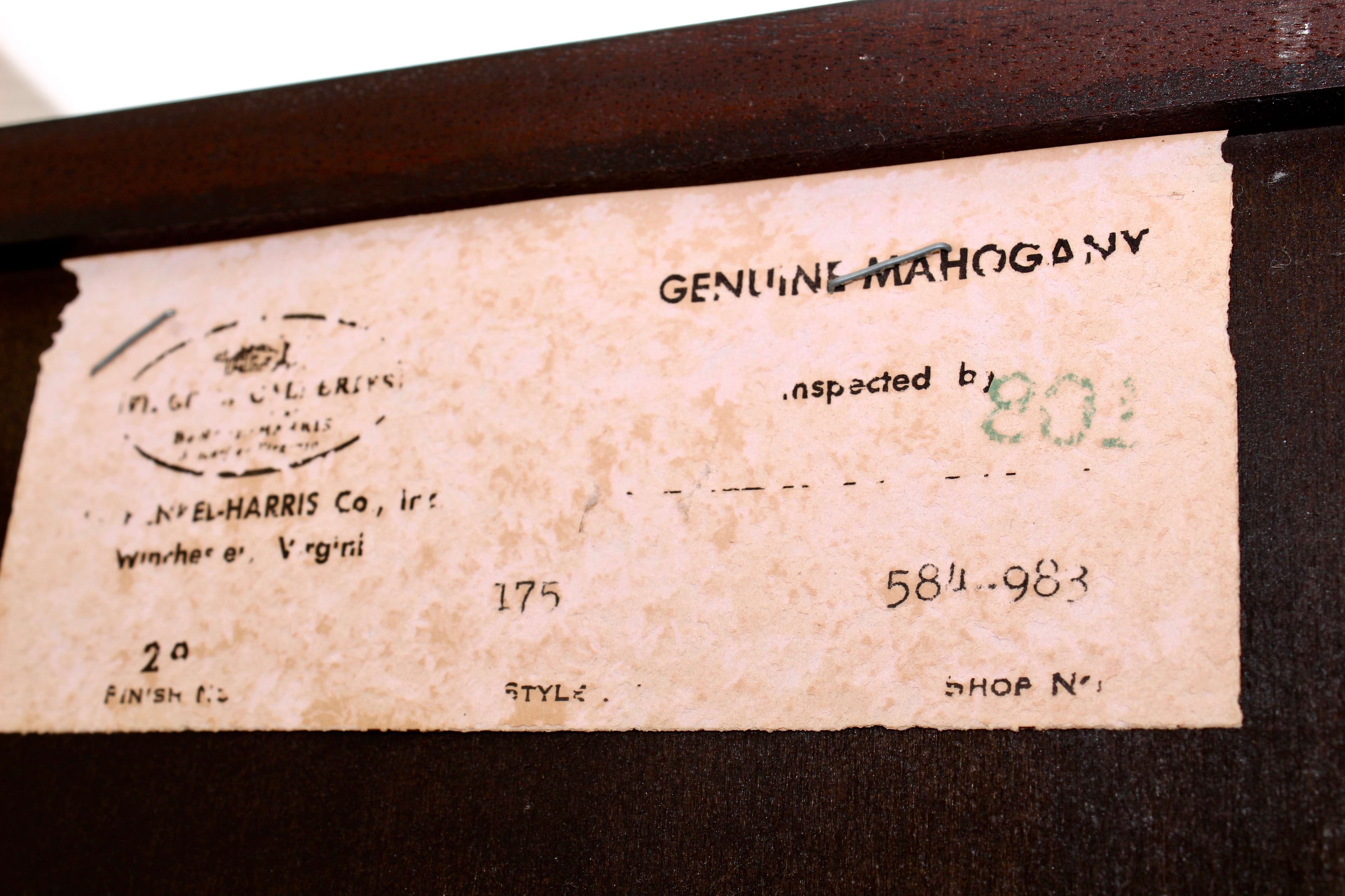 Henkel-Harris Mahogany Heirloom Furniture Highboy Dresser