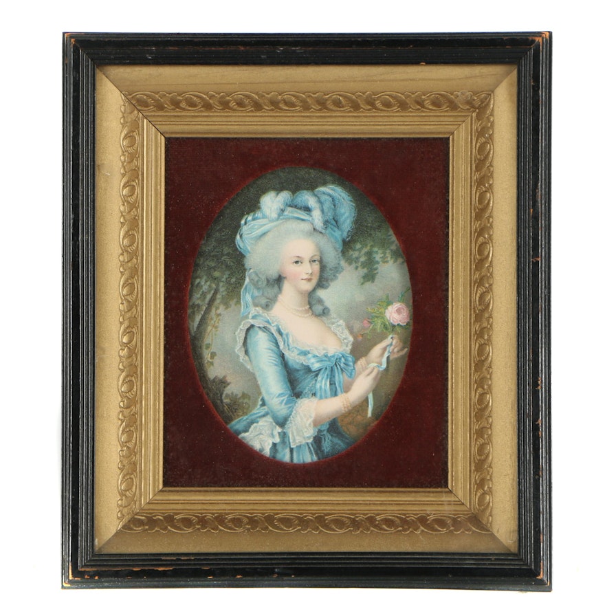 Chromolithograph Print After Vigée-Lebrun Portrait of Marie Antoinette