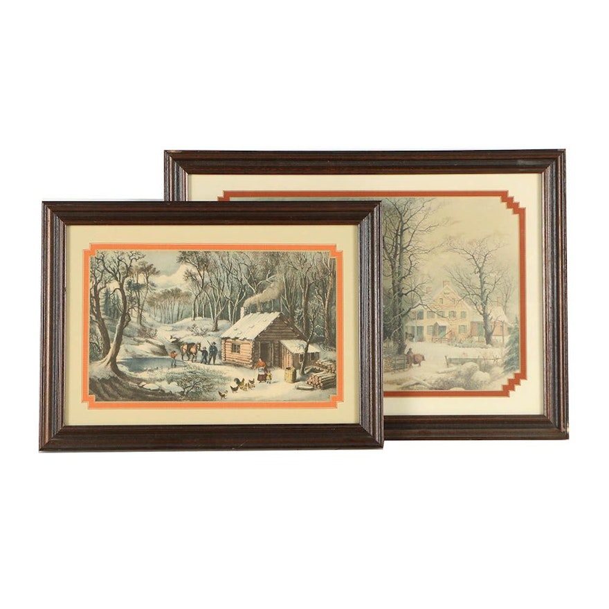 Halftone Prints of Winter Scenes