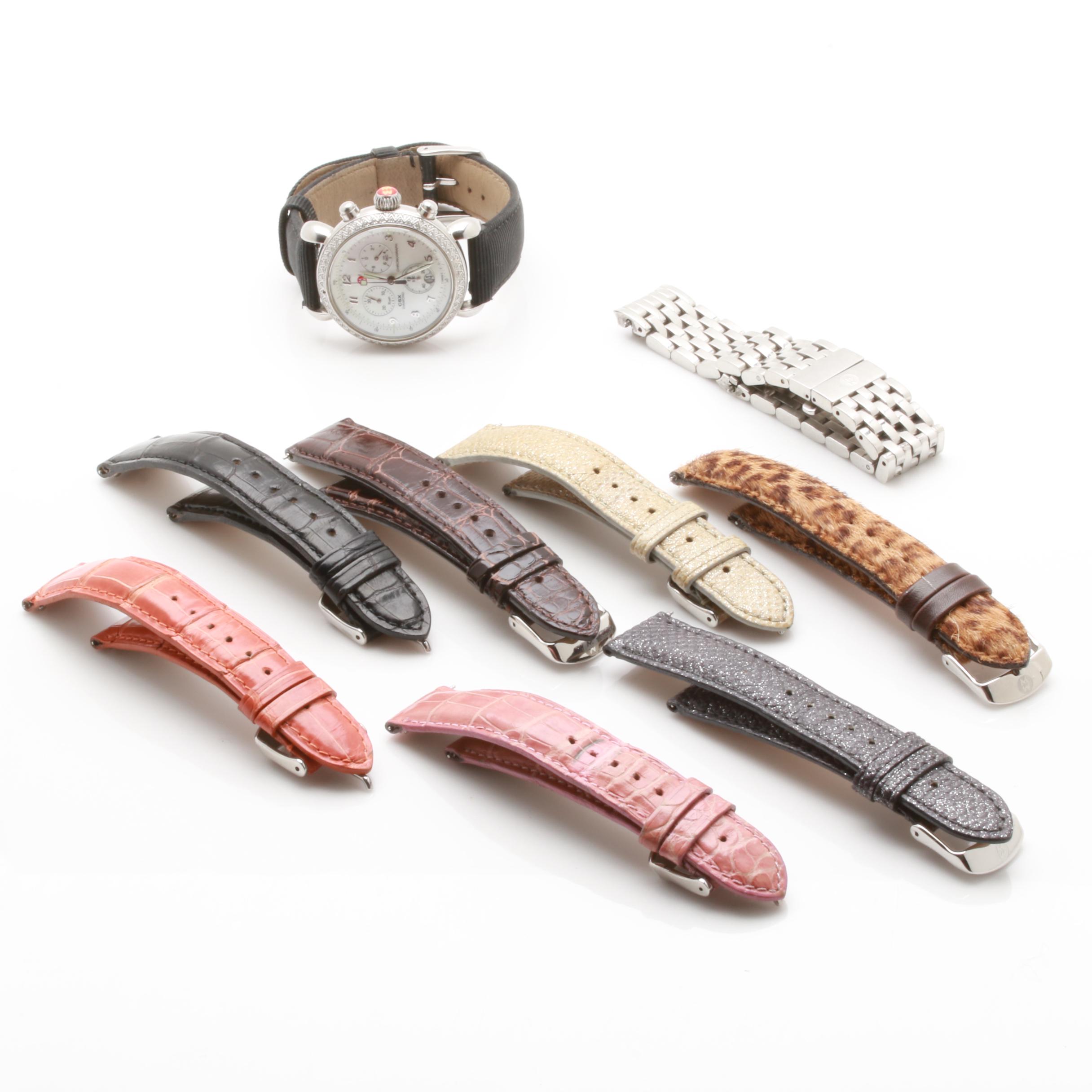 Michele CSX Stainless Steel Diamond Chronograph Watch With Assorted Straps