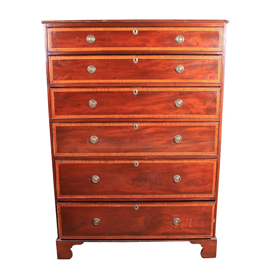 Antique Georgian Style Mahogany Tall Chest of Drawers