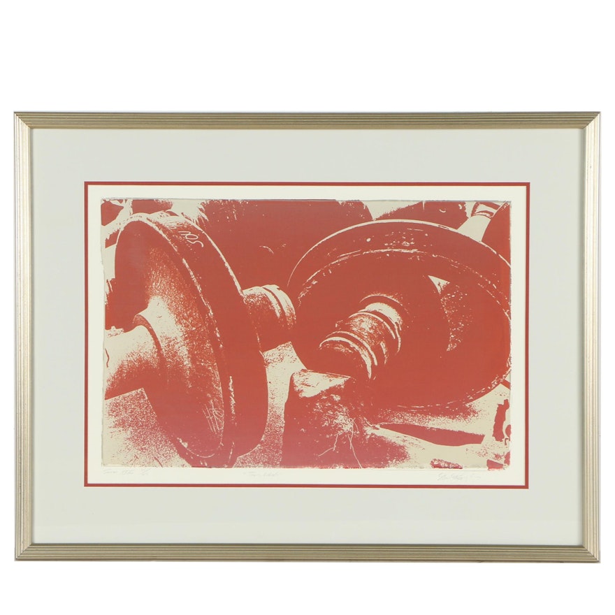 Late 20th Century Serigraph "Train Wheels"