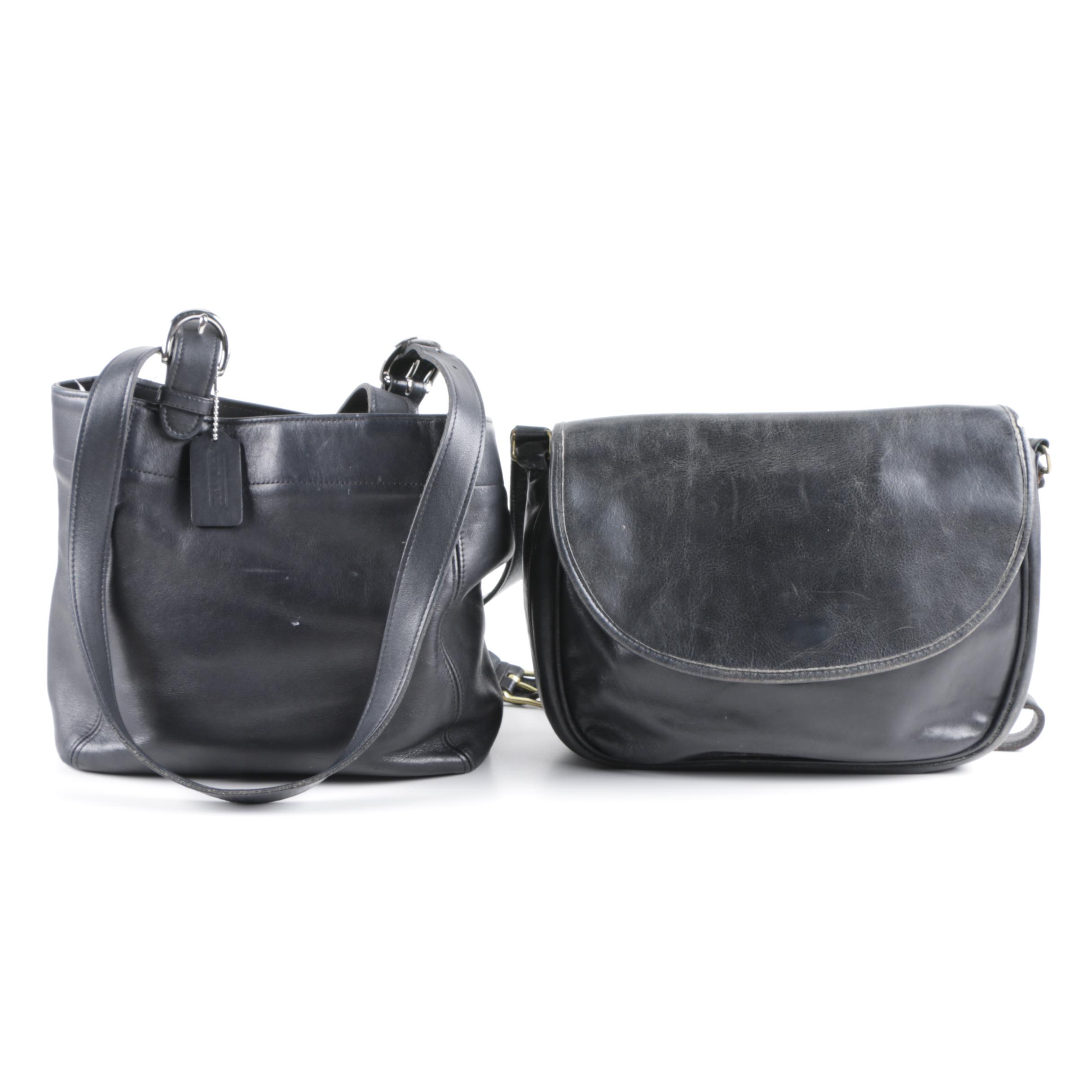 Vintage Coach Black Leather Shoulder Bags