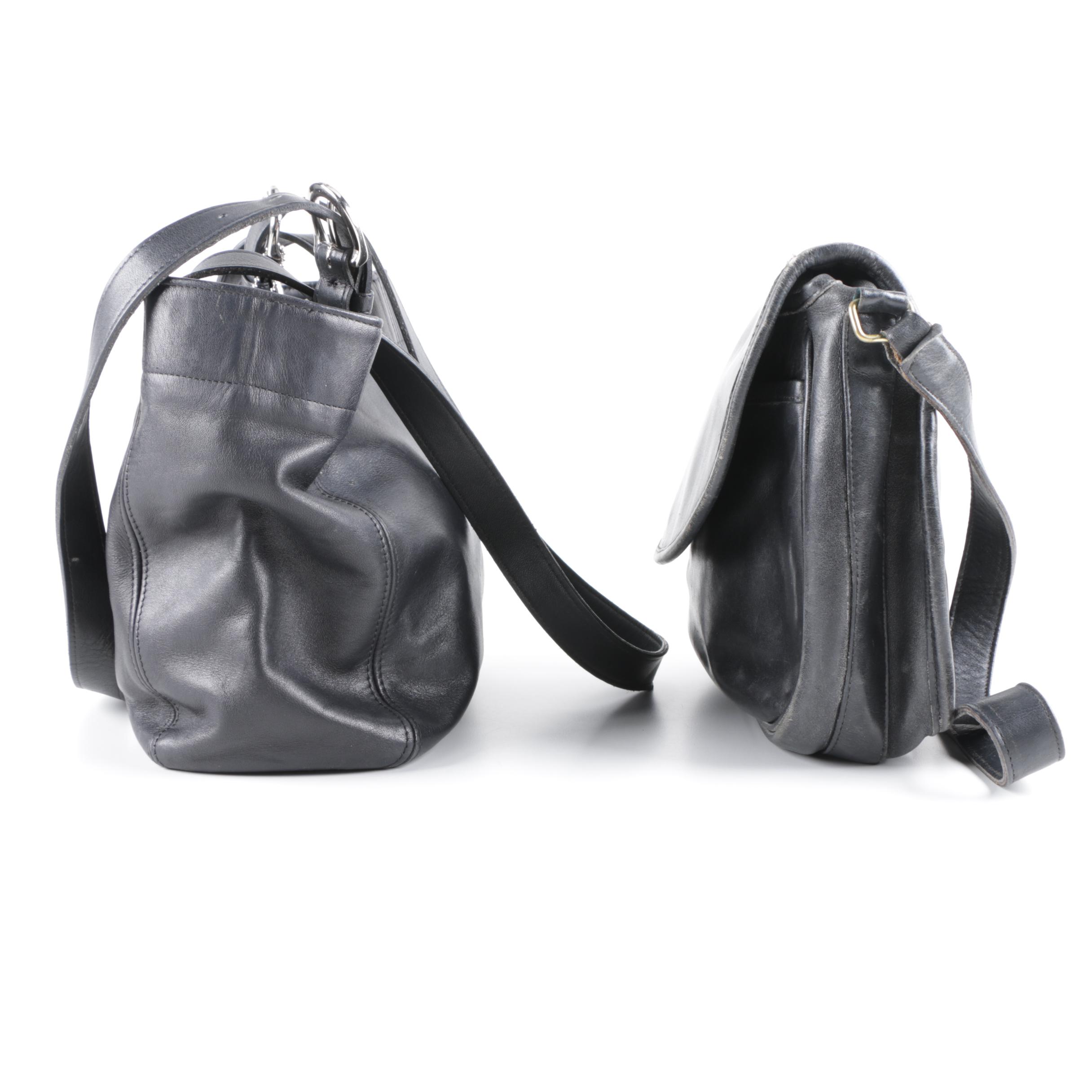 Vintage Coach Black Leather Shoulder Bags