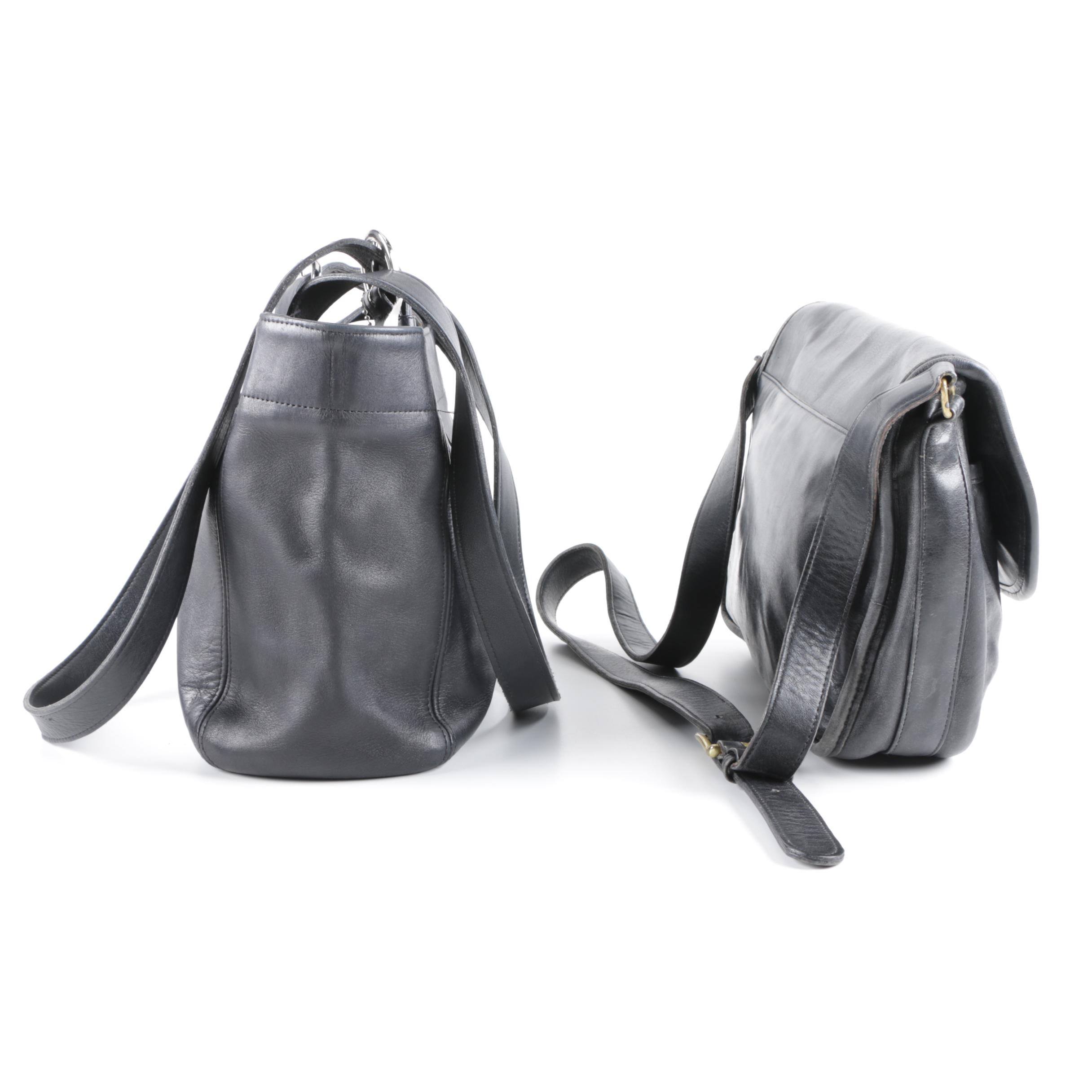 Vintage Coach Black Leather Shoulder Bags