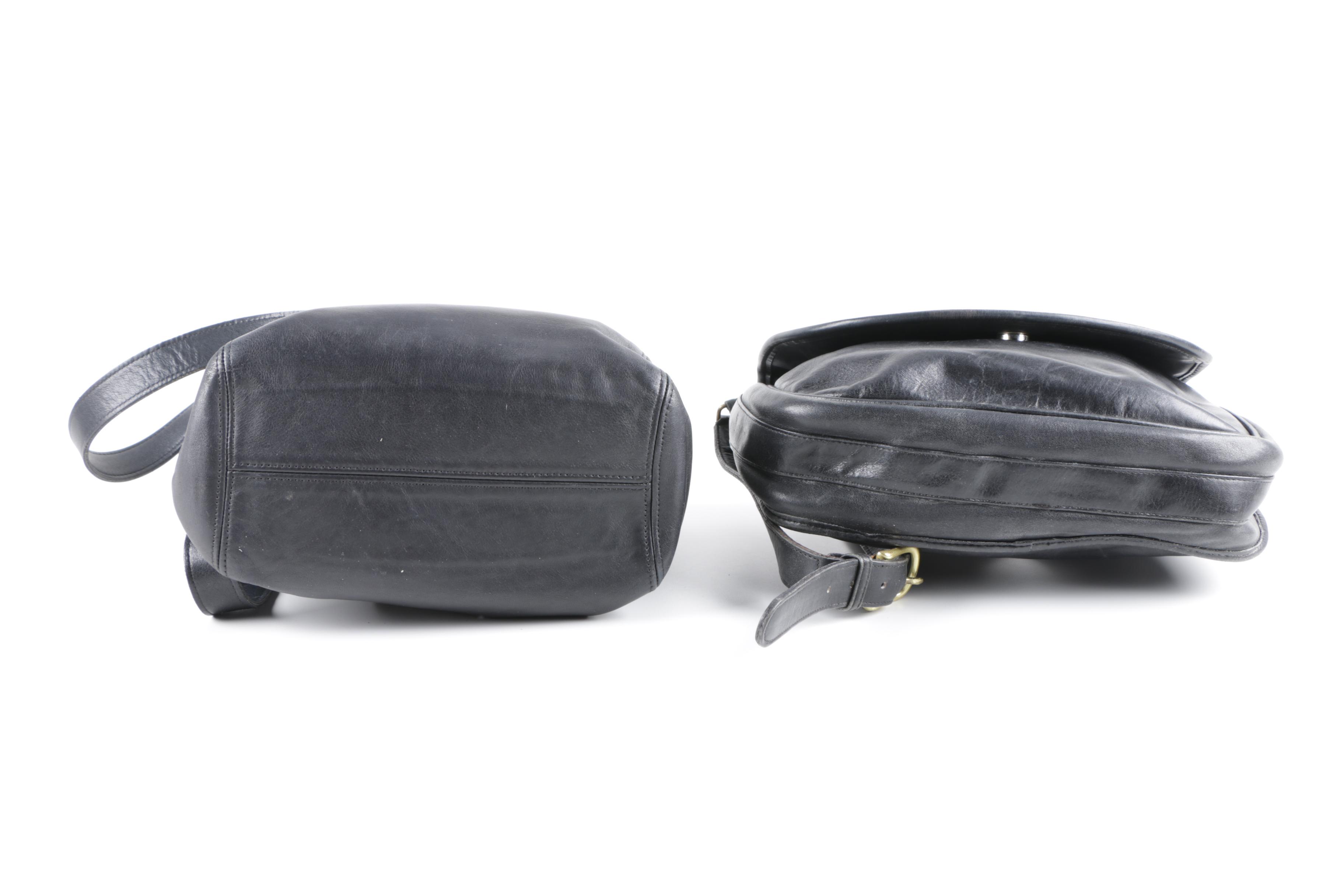 Vintage Coach Black Leather Shoulder Bags