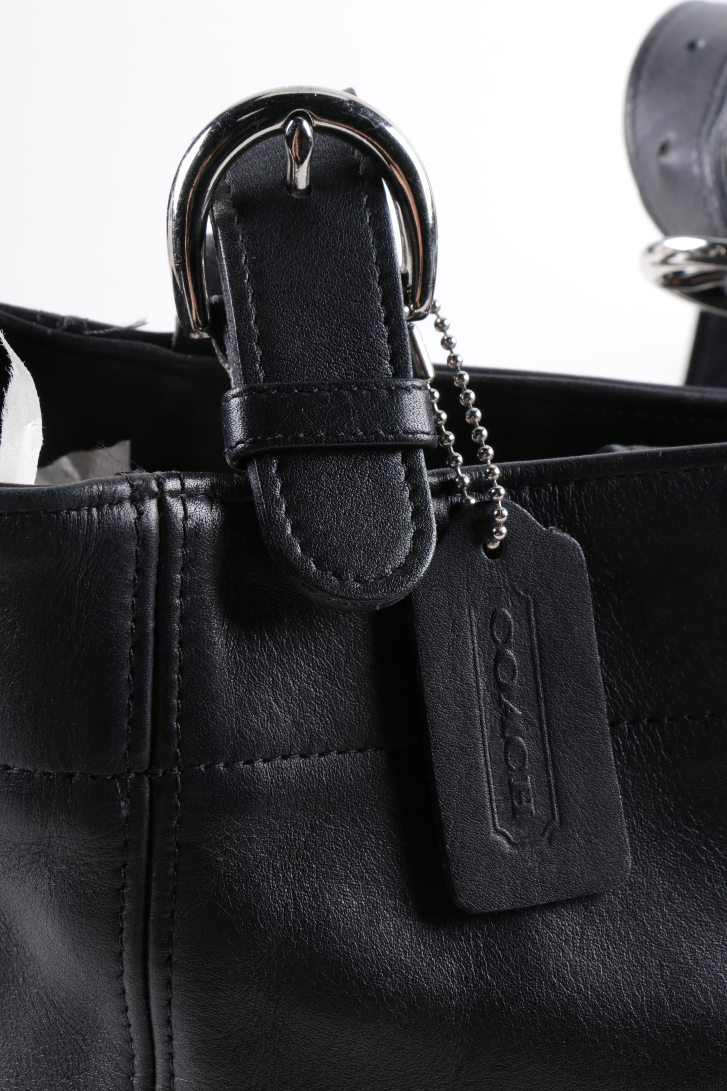 Vintage Coach Black Leather Shoulder Bags