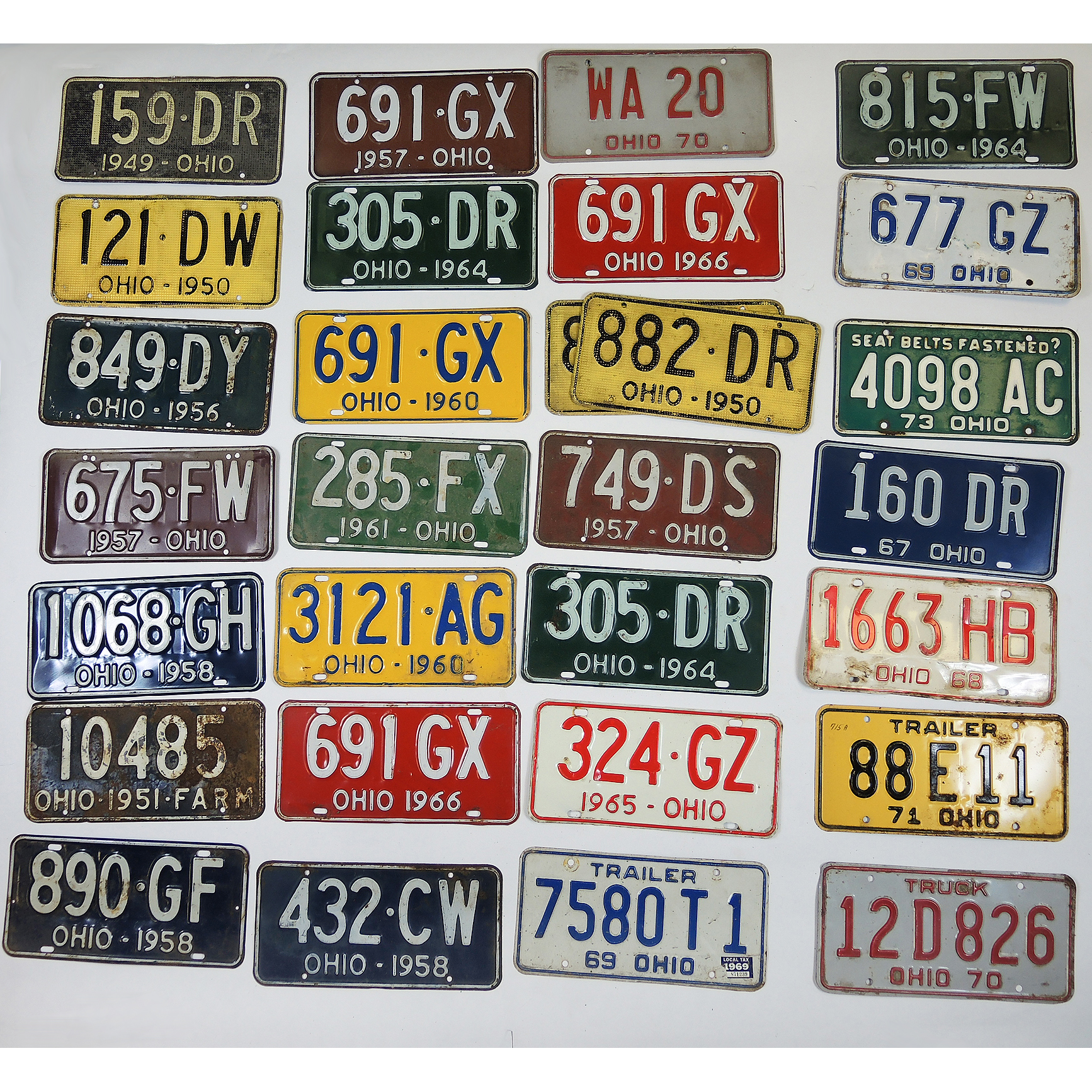 Vintage Ohio Vehicle License Plates