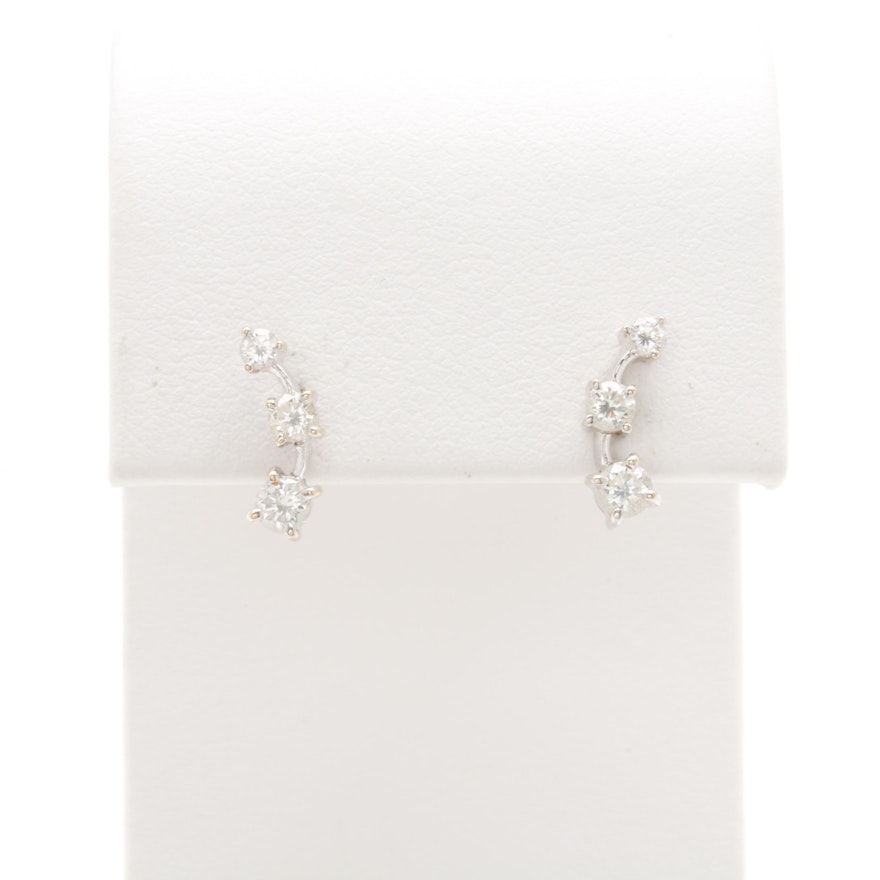 18K White Gold Diamond Drop Earrings