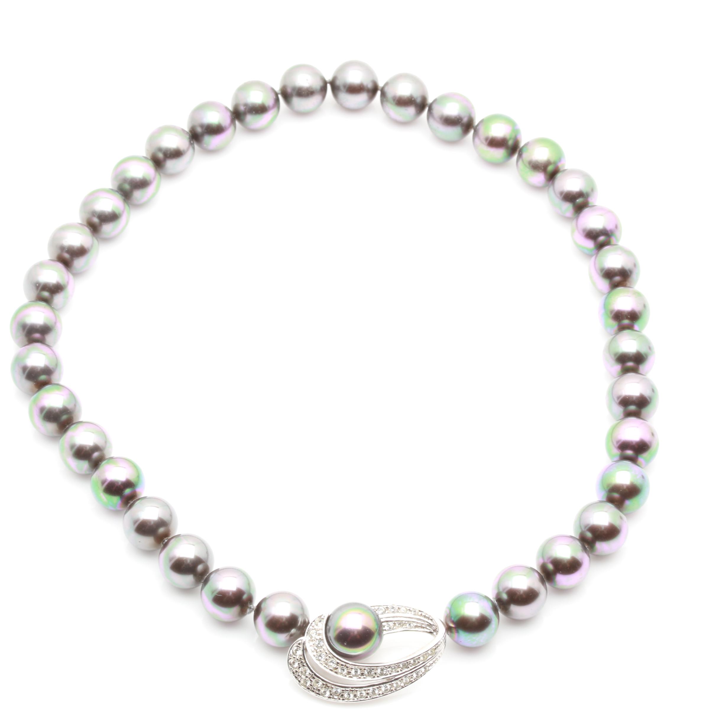 Majorica Sterling Silver Imitation Pearl Necklace and Earring Set