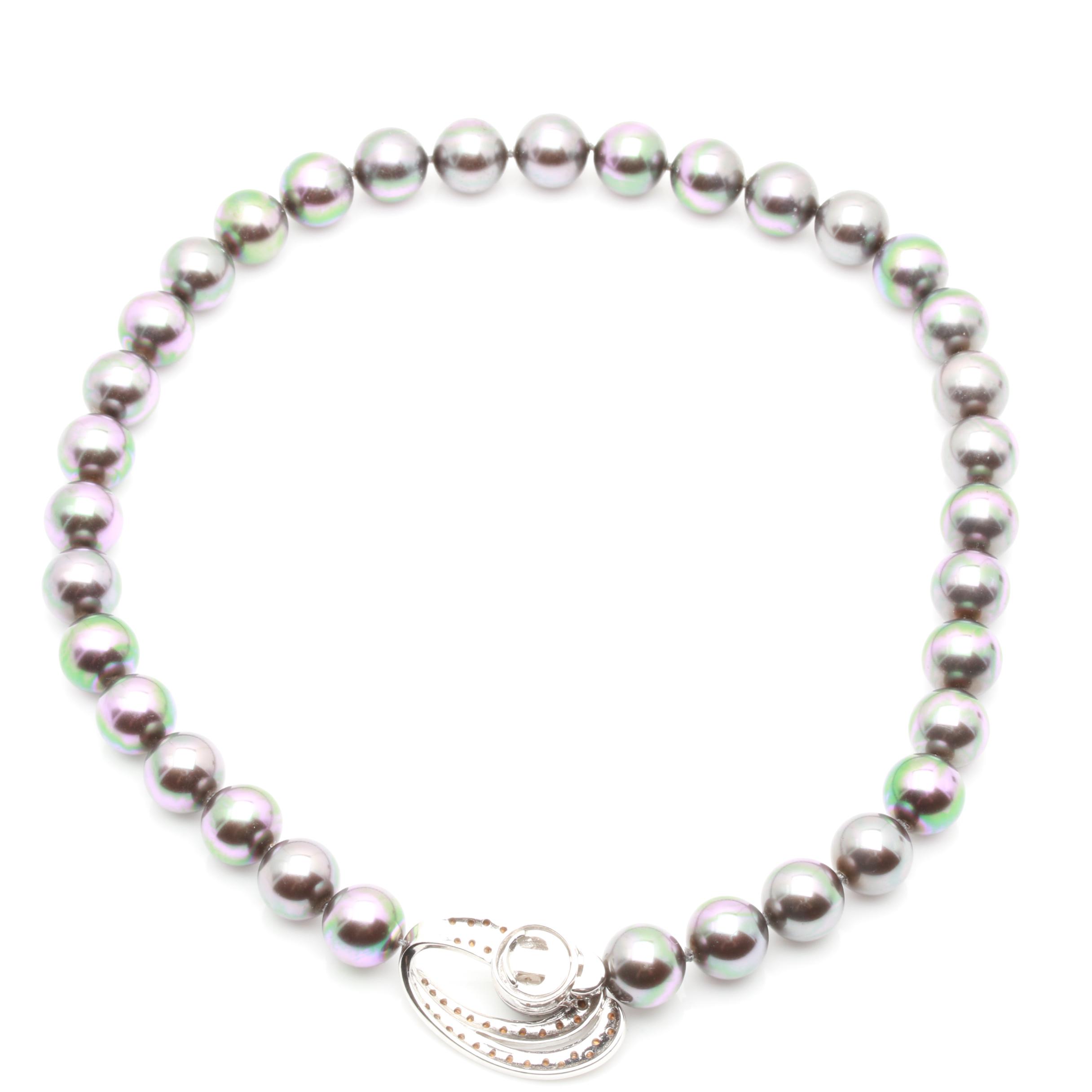 Majorica Sterling Silver Imitation Pearl Necklace and Earring Set