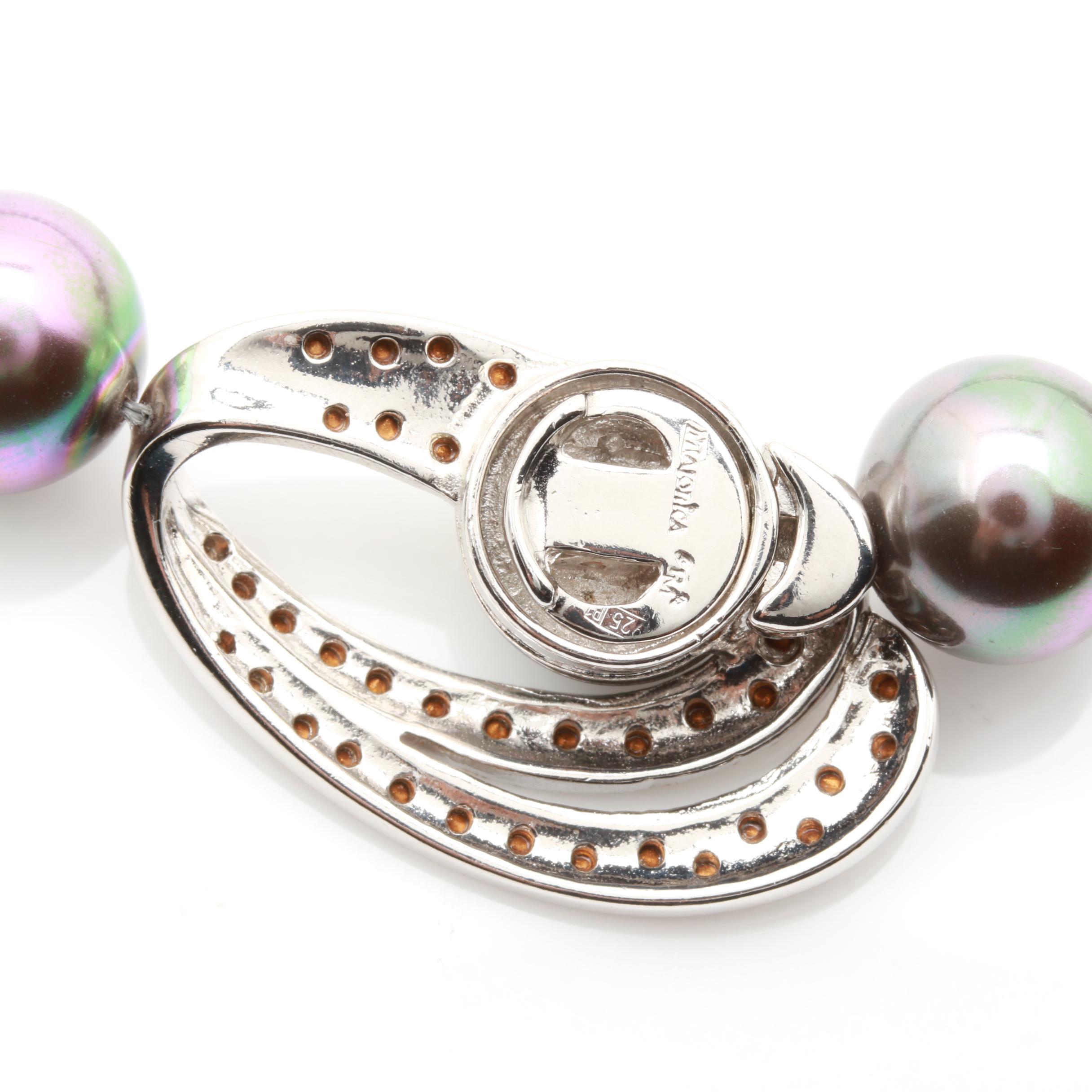 Majorica Sterling Silver Imitation Pearl Necklace and Earring Set