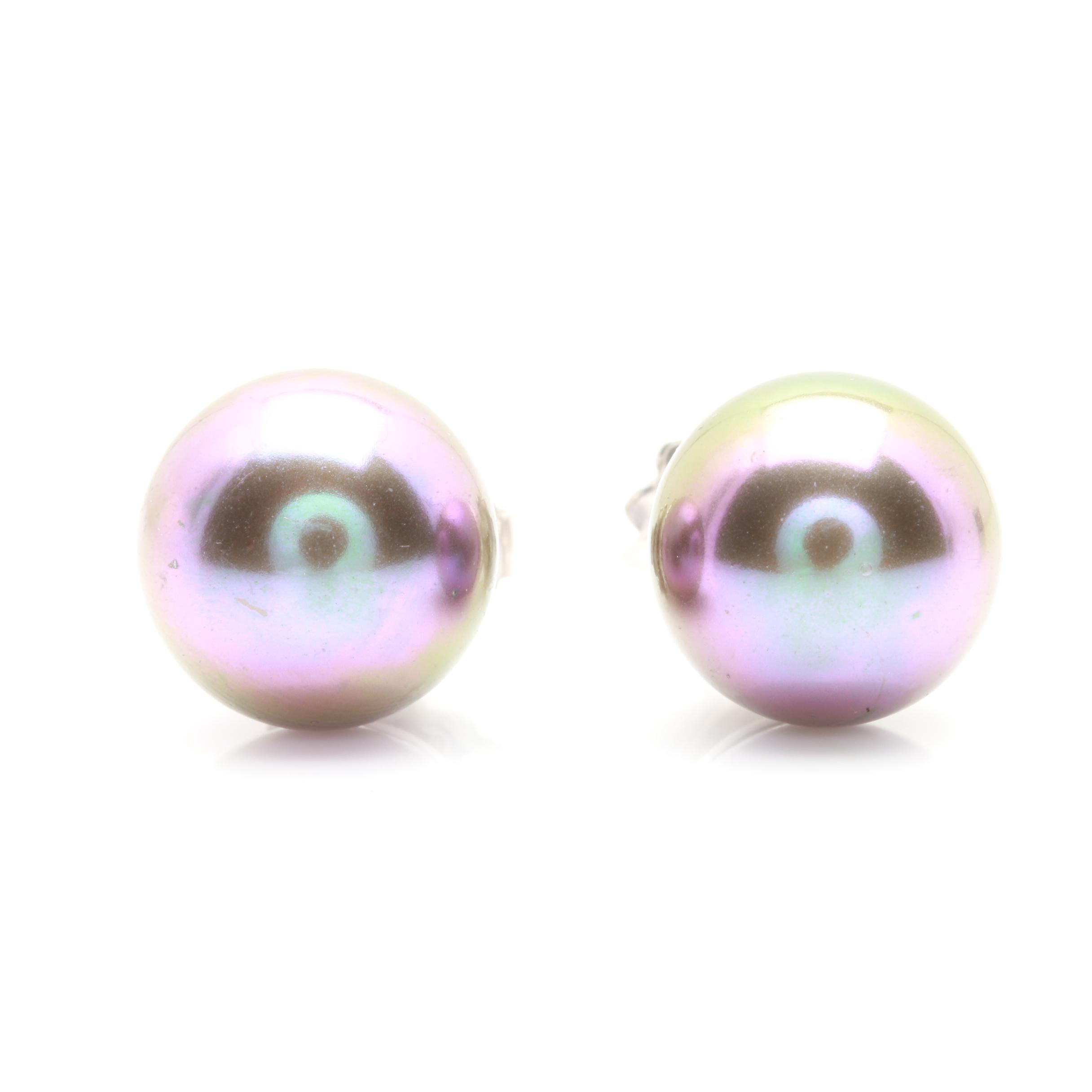 Majorica Sterling Silver Imitation Pearl Necklace and Earring Set